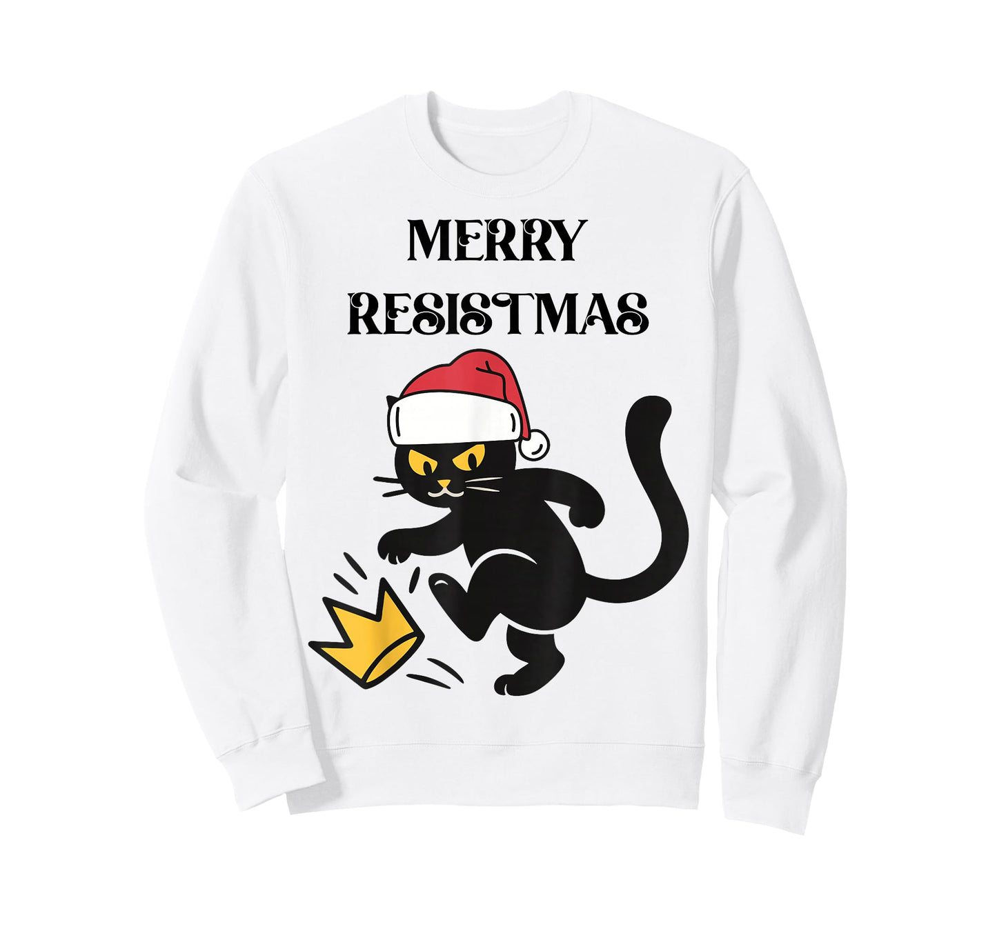 Merry Resistmas Funny Black Cat Christmas Political Resist T-Shirt