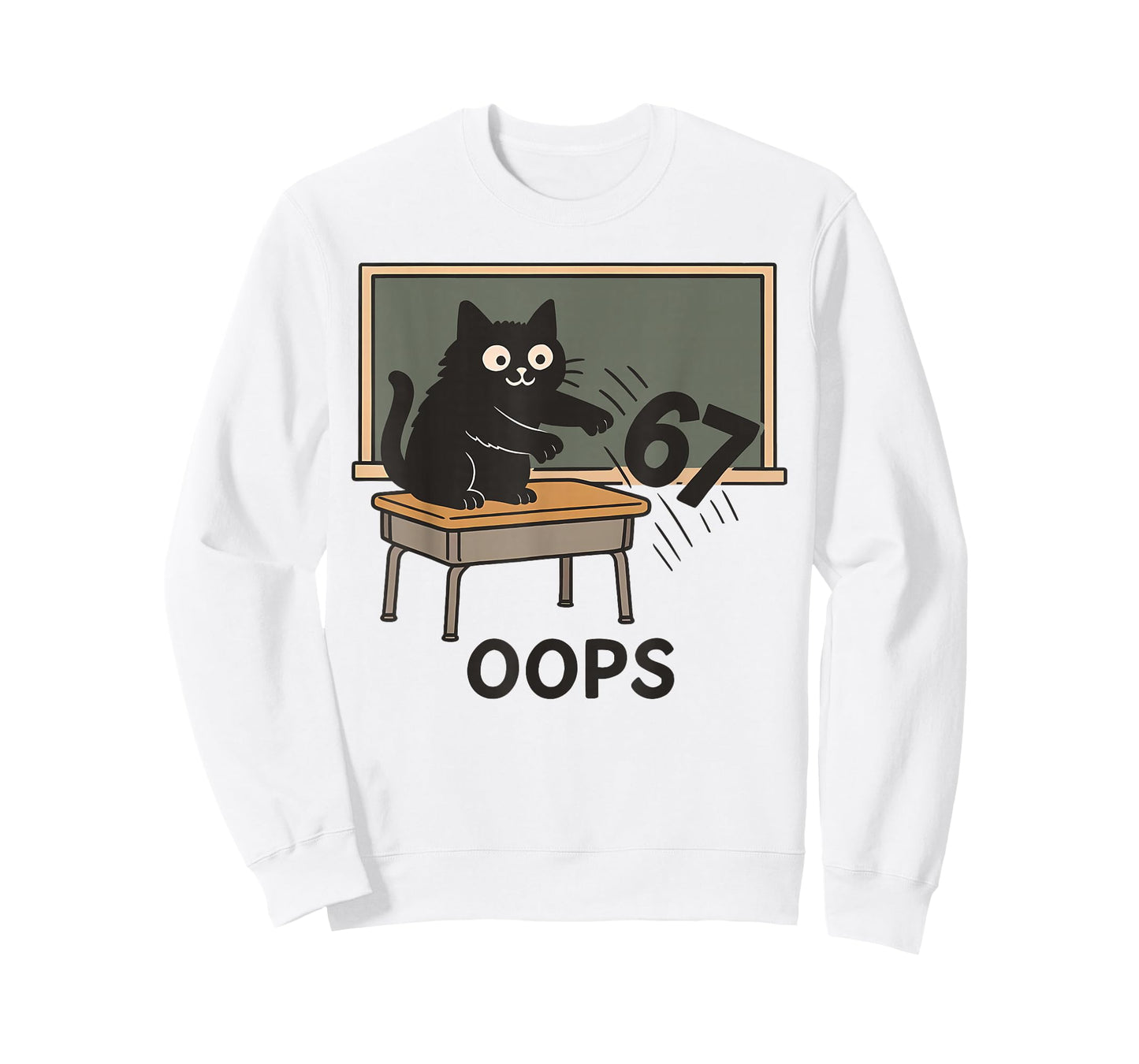 Oops Funny Anti 67 Teacher Six Seven Cute Cat Teacher T-Shirt