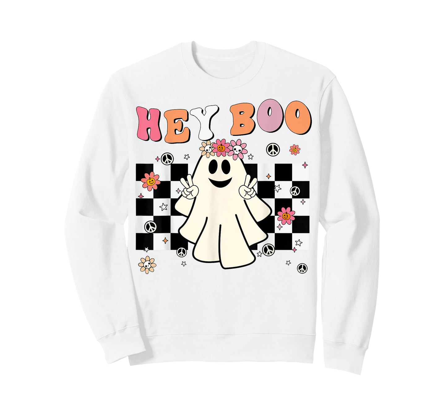 Cute Hey Boo Ghost Women Girl Toddler Funny Halloween Groovy T-Shirt