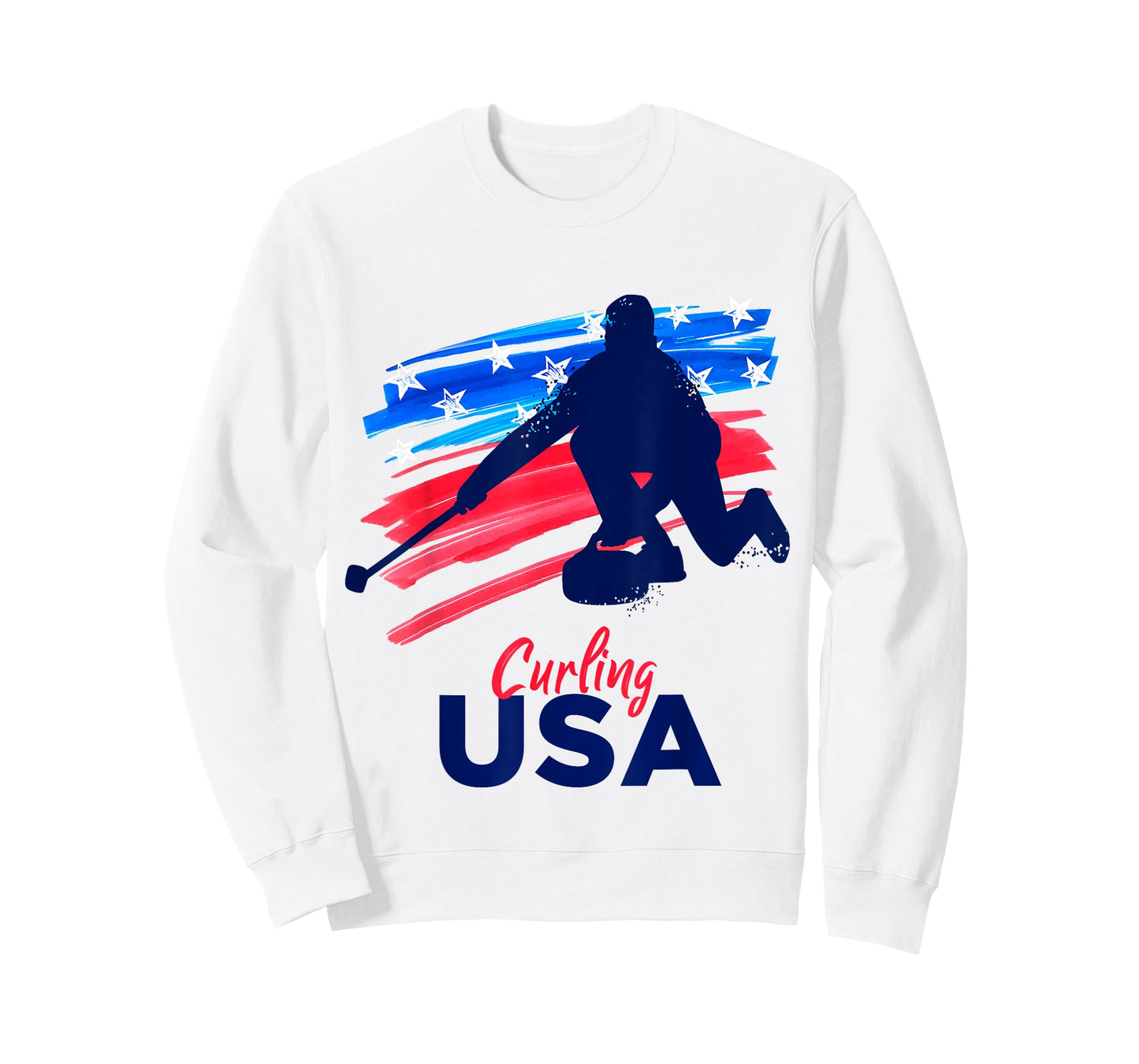 Curling USA Support the Team Tshirt USA Flag Curl Clean Women Girls Kids Men T-Shirt