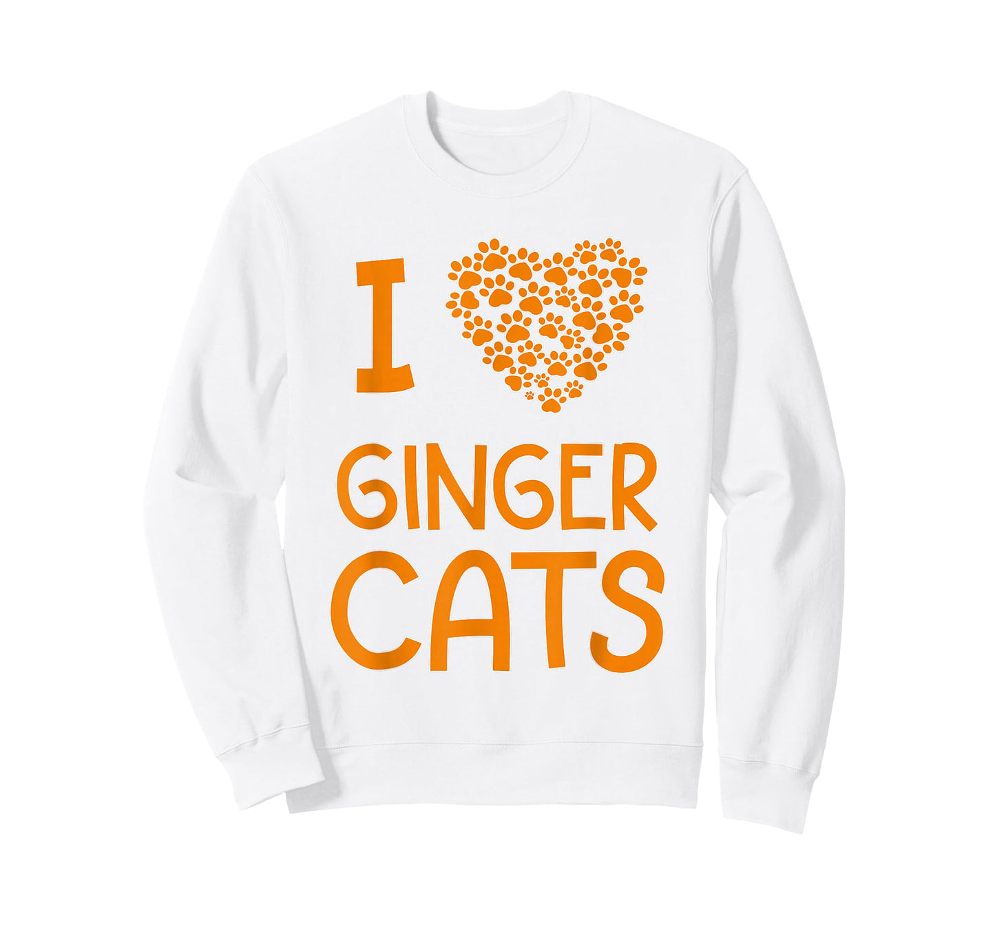 I Love Ginger Cats Cat Lover Paw Print Heart T-Shirt