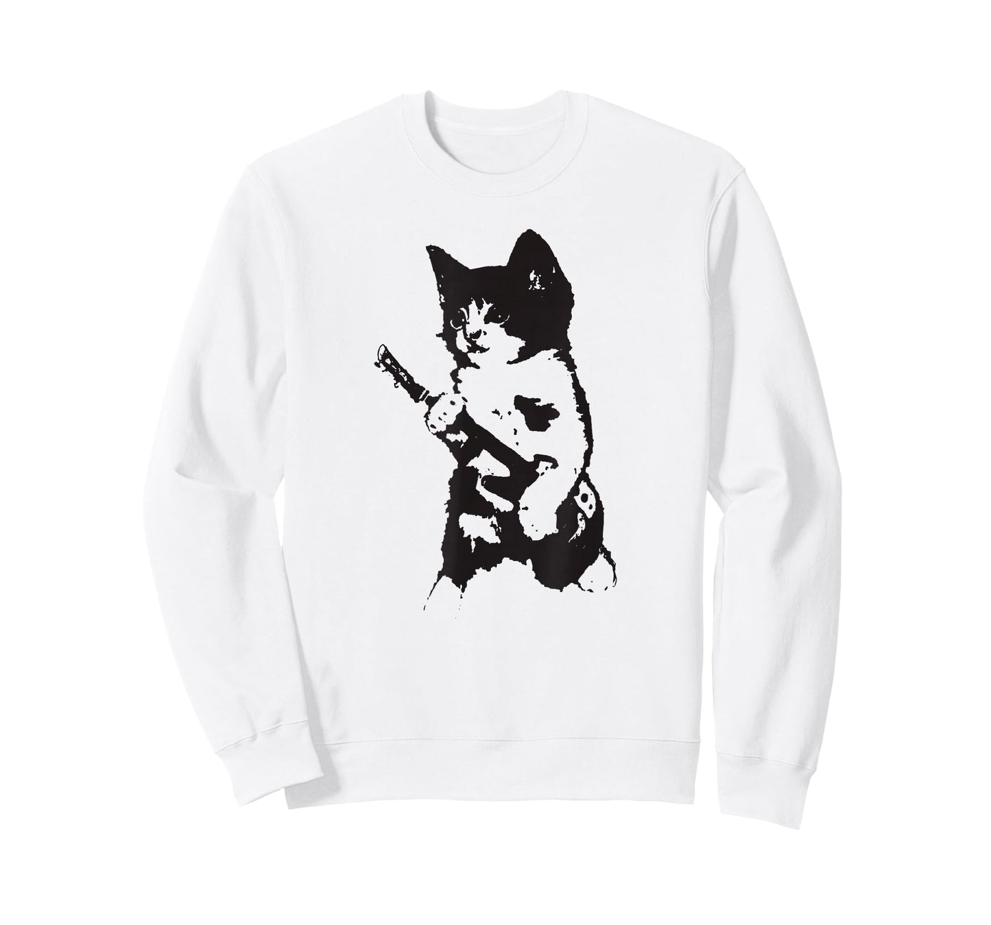 Punk Rockstar Kitten Kitty Cat Guitar Playing Graphic T-Shirt