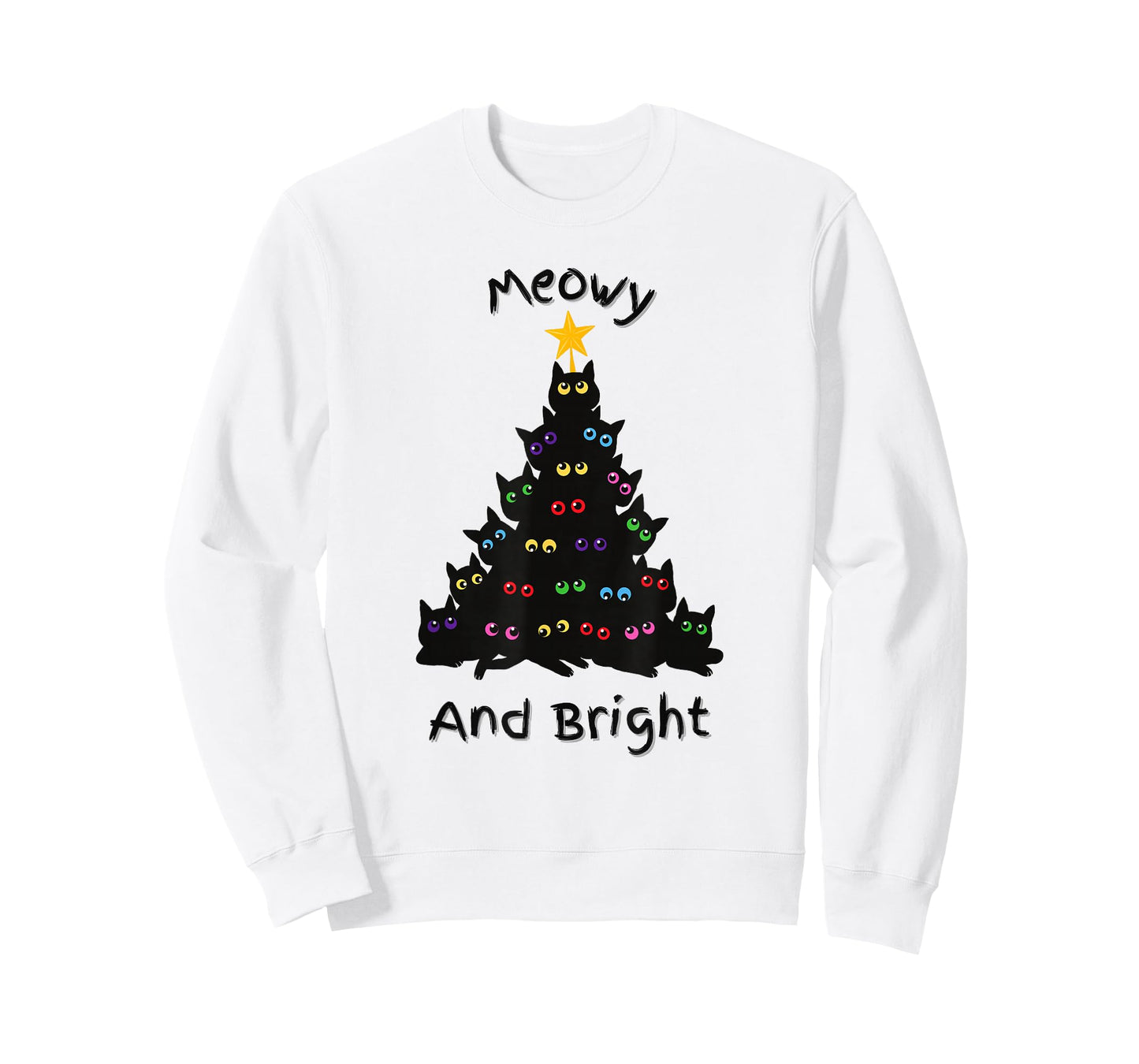 Merry Christmas Tree Funny Cats Holiday | Meowy And Bright T-Shirt