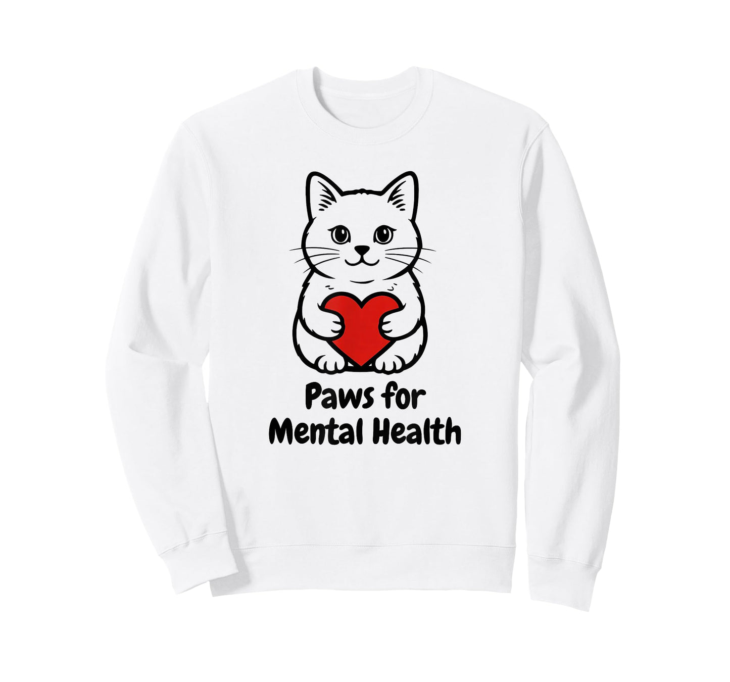 Paws for Mental Health Cat Tee Cute Kitty Heart Hug T T-Shirt