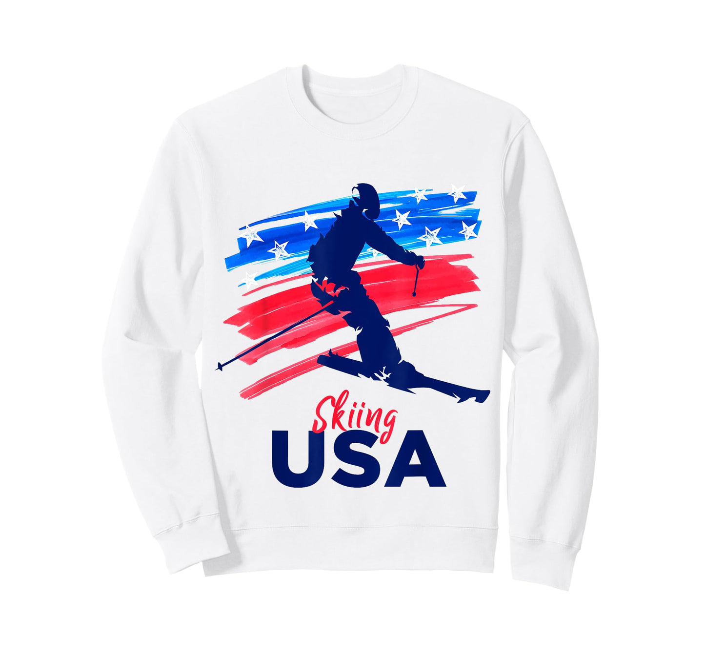 Skiing USA Support the Team Tshirt USA Flag Ski Winter T-Shirt