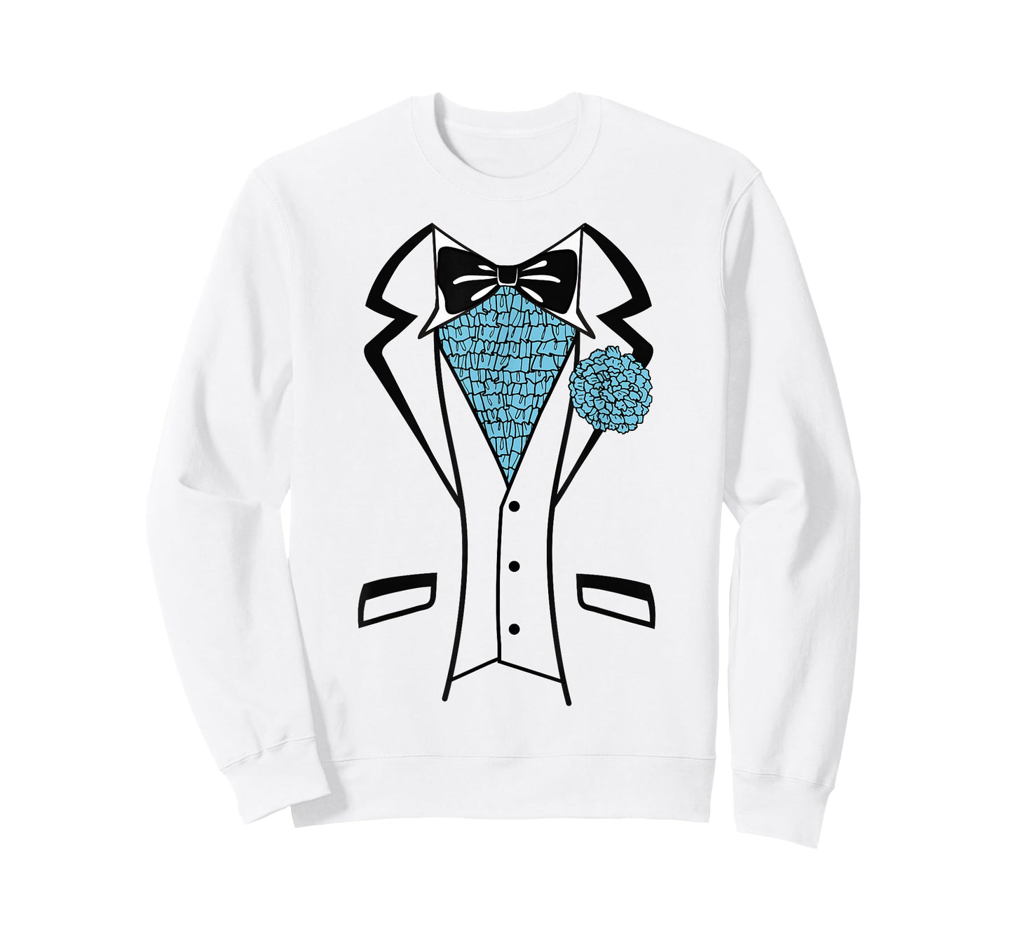 Tux T-Shirt with Blue Ruffles - Tuxedo Suit T-shirt T-Shirt