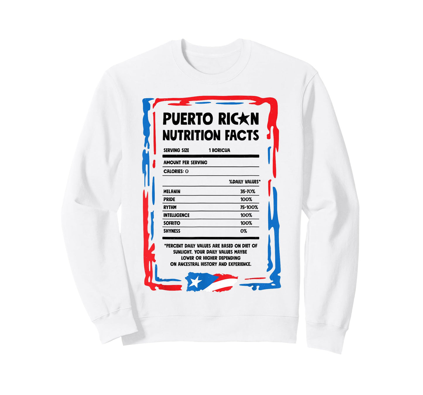 Puerto Rican Nutrition Facts Puerto Rico Flag Hispanic Women T-Shirt