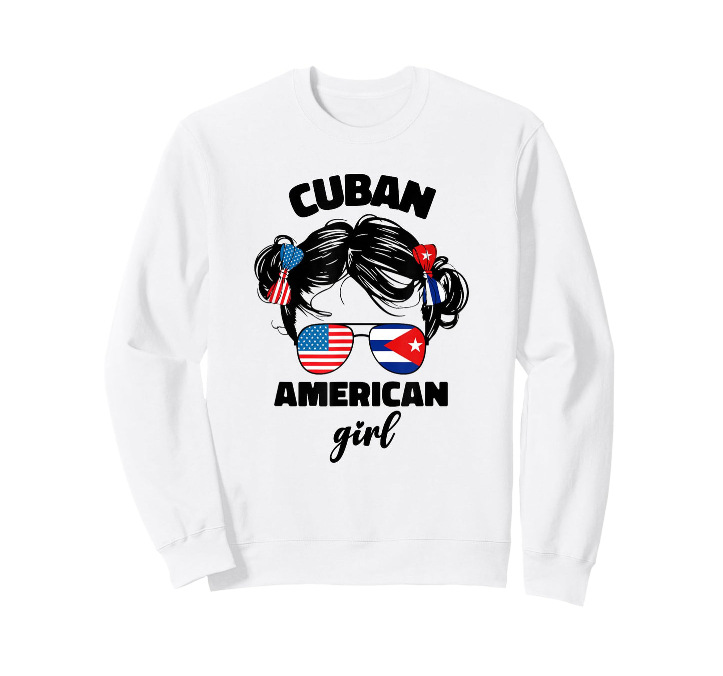 Half Cuban and American America Cuba USA Flag Kids Girl Cute T-Shirt