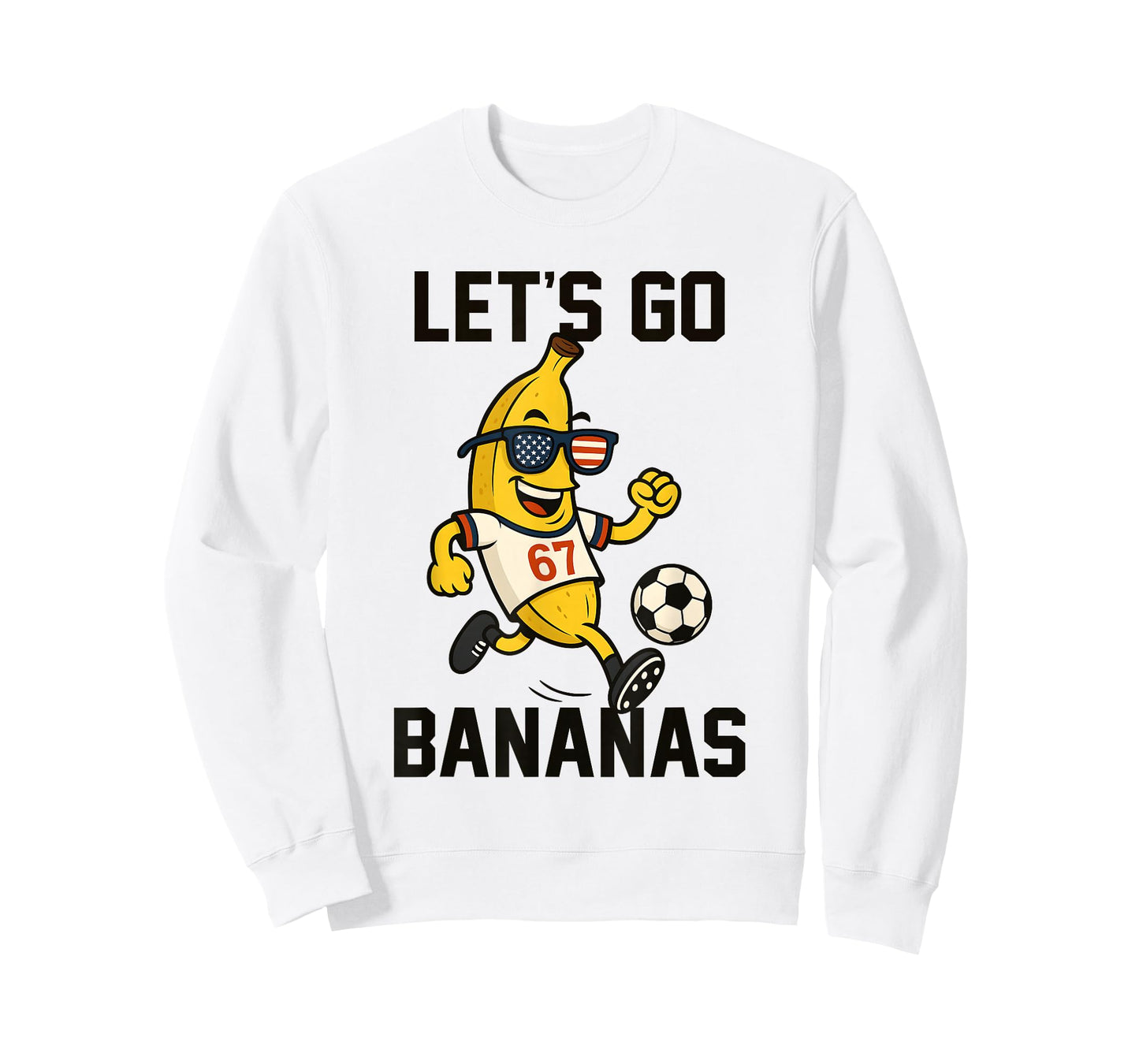 Banana Number 67 Soccer Player Kicking Ball USA Flag Glasses T-Shirt