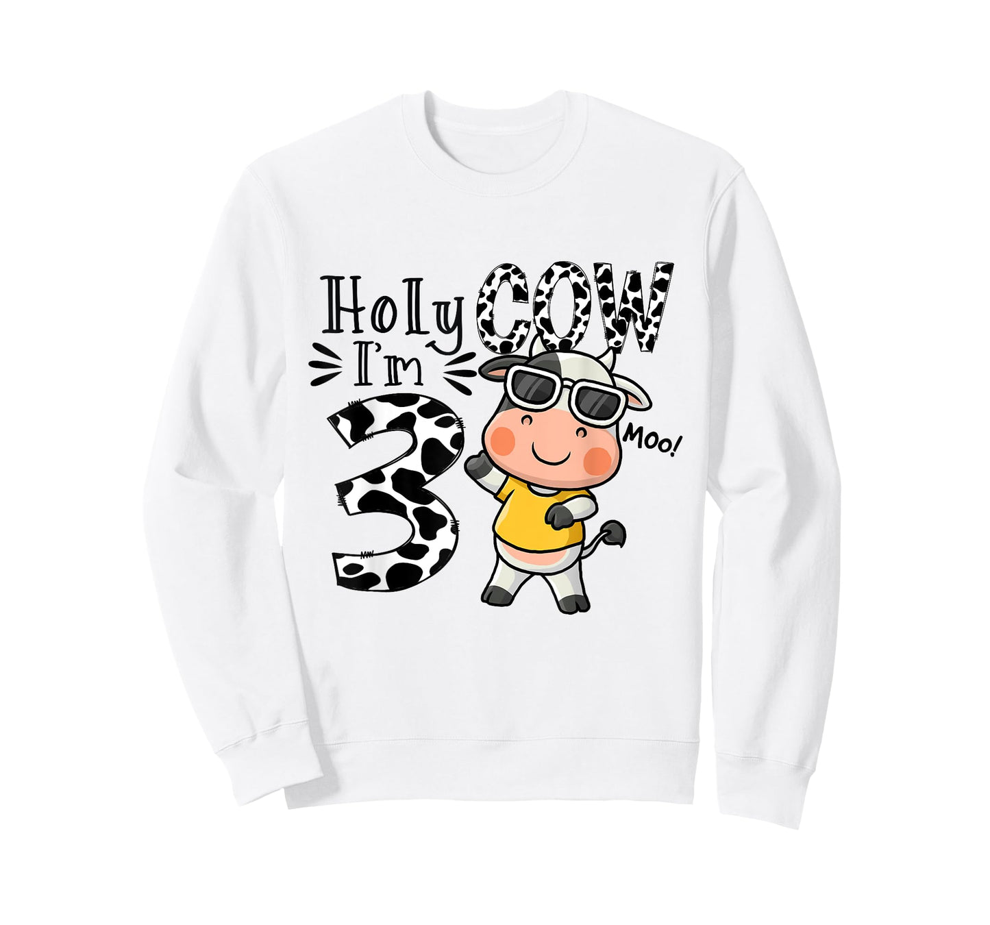 Cute Holy Cow I'm 3 Birthday Boy 3rd Cow Farm Animals Bday T-Shirt