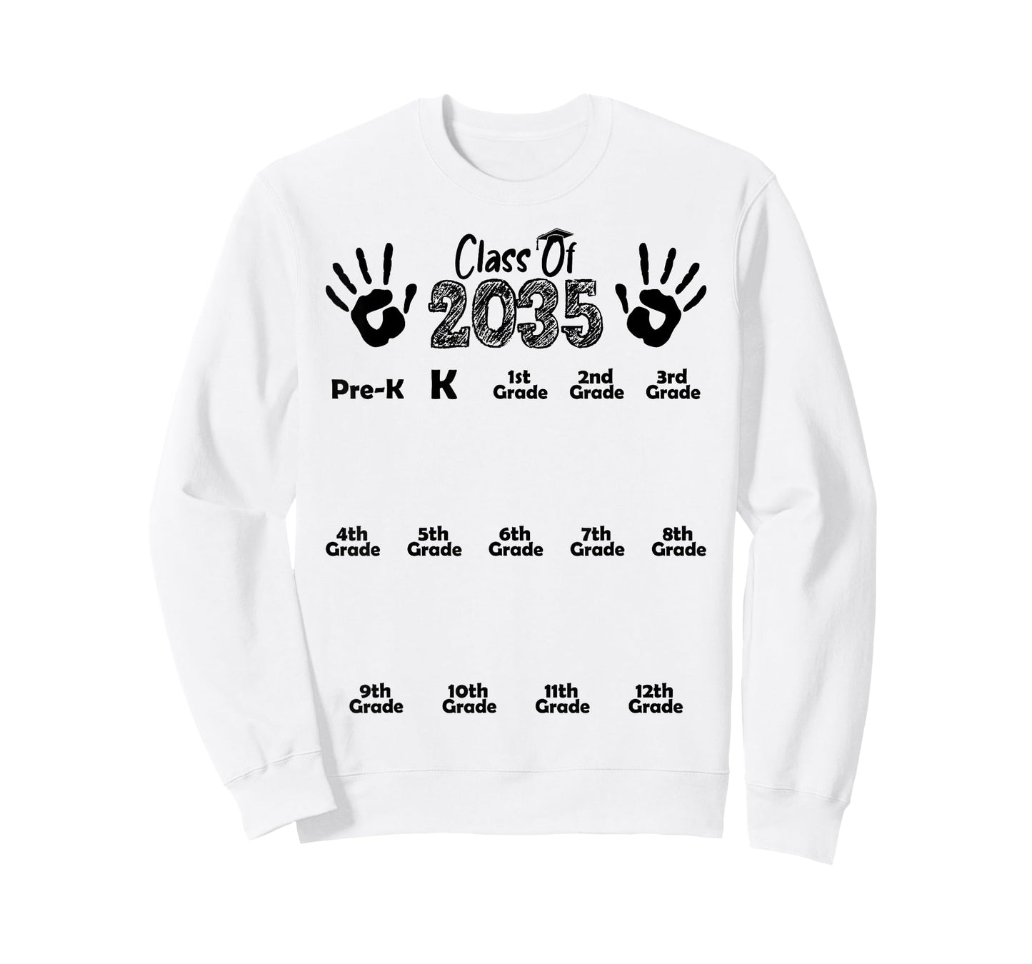 Class of 2035 Grow With Me Shirt Handprint Pre-K 12th Grade T-Shirt