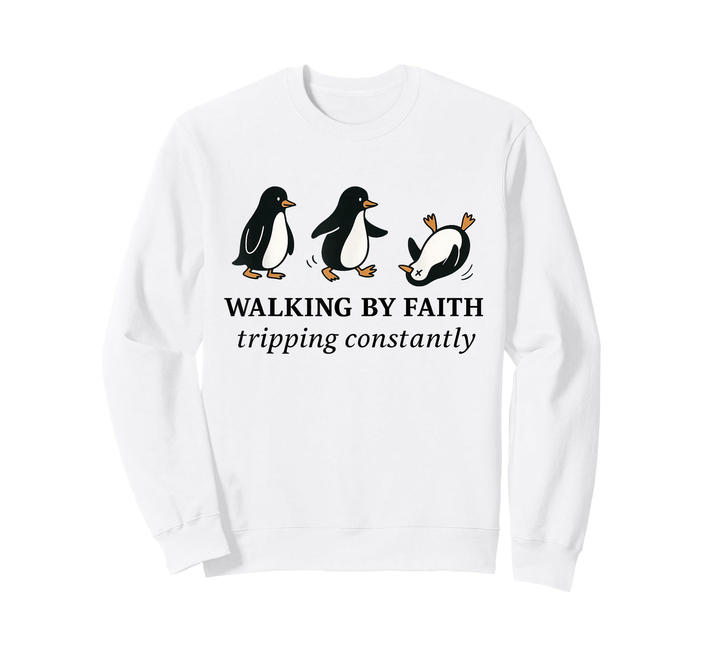 Christian Penguin Walking by Faith Tripping Constantly Bible T-Shirt