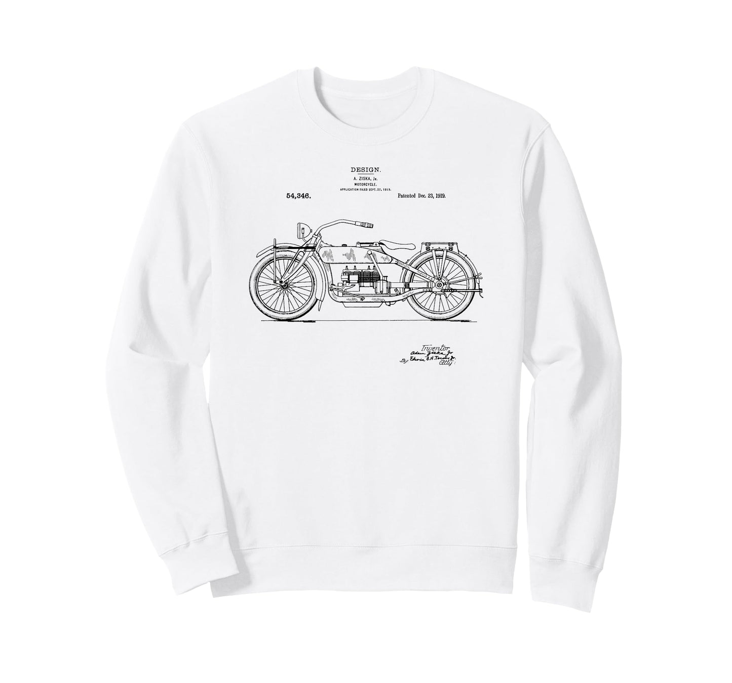 Classic Vintage Patent Print 1919 Motorcycle T-Shirt