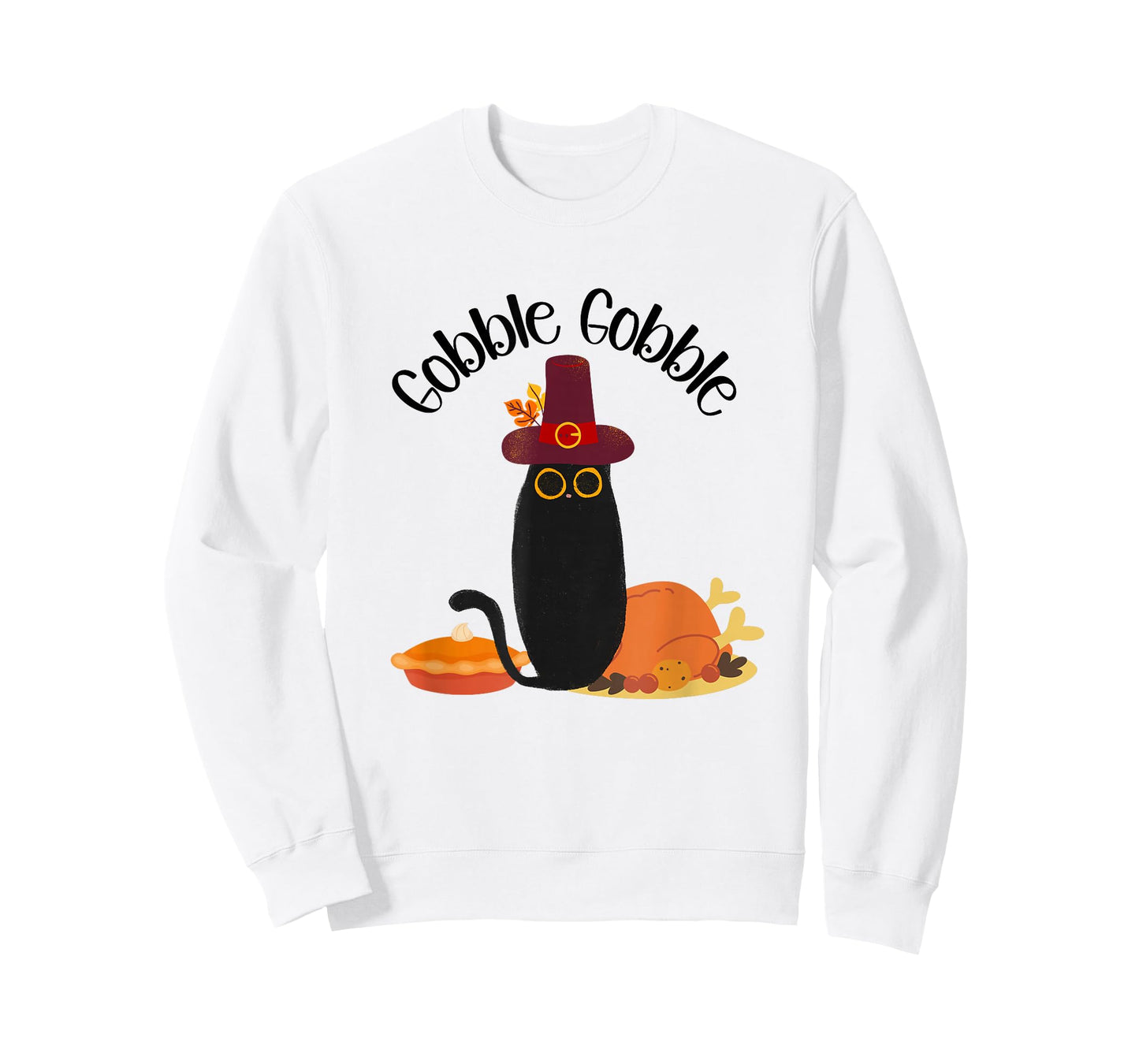 Thanksgiving Black Cat Gobble Gobble Cat Men Women Kids T-Shirt