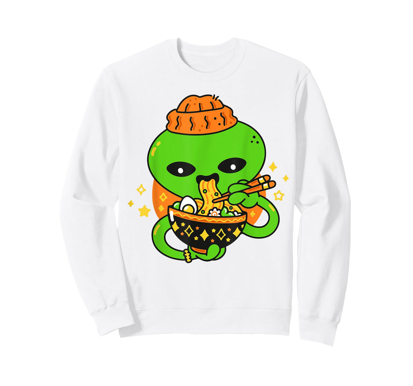 Kawaii Alien Eating Ramen Baby Boy Toddler Cute Funny Noodle T-Shirt
