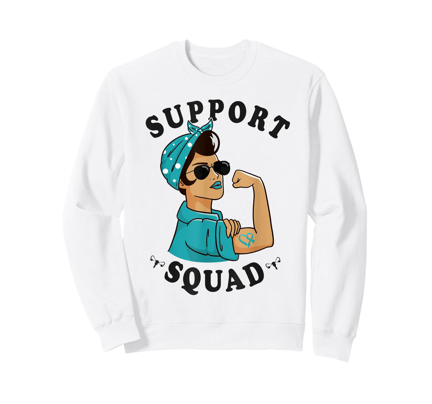 "Support Squad" Teal Ribbon Bandana Women Ovarian Cancer T-Shirt