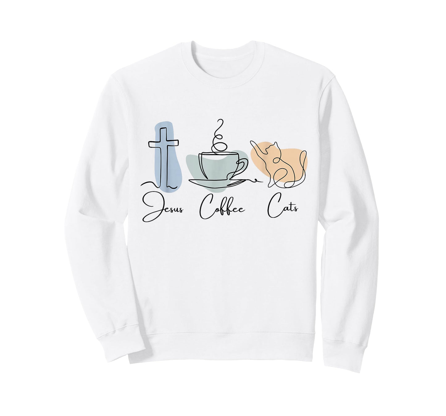 Jesus Coffee Cats Funny Cute Design Jesus Lovers Christian T-Shirt