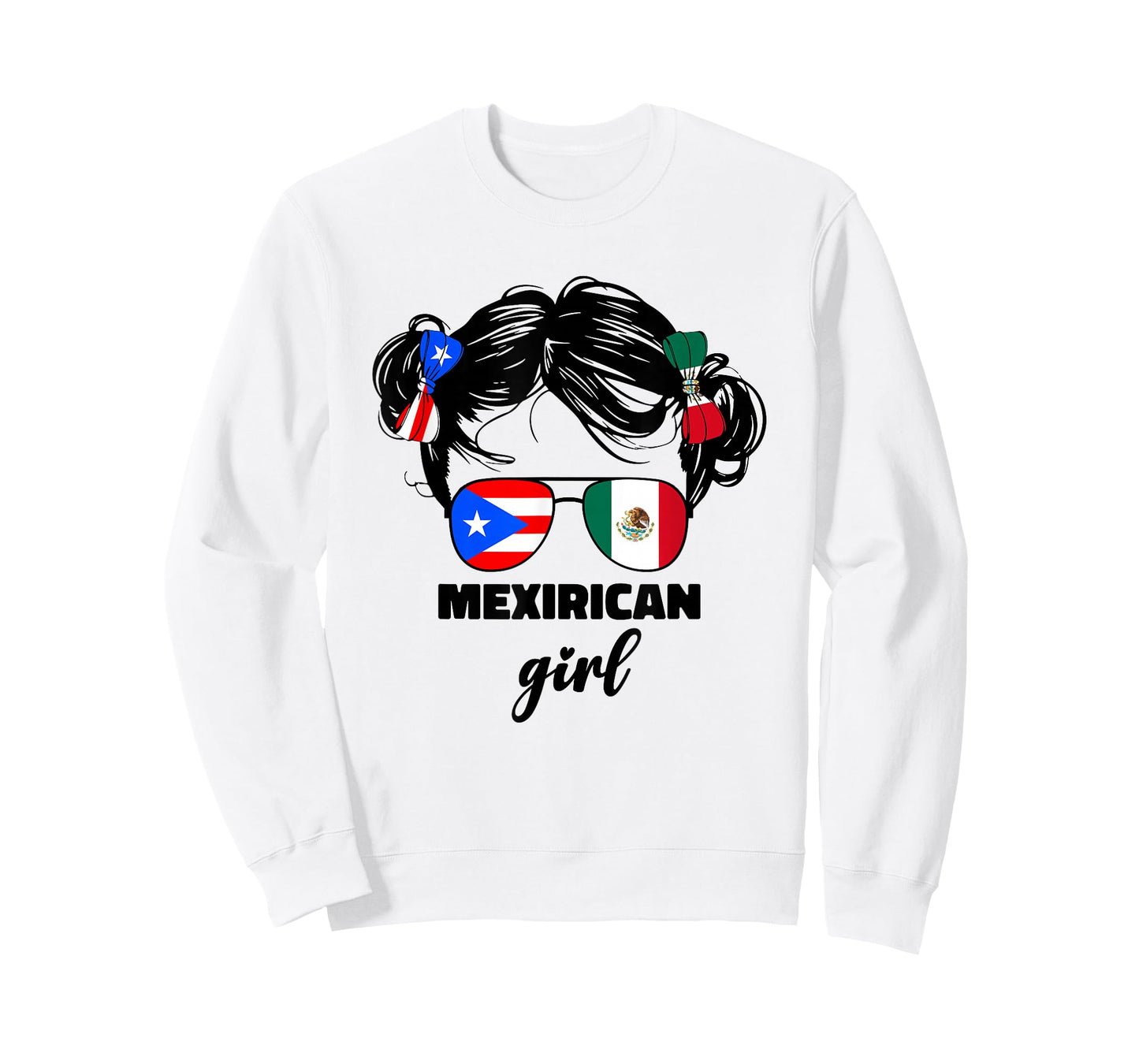 Mexirican Girl Kids Half Mexican and Puerto Rican Rico Flag T-Shirt