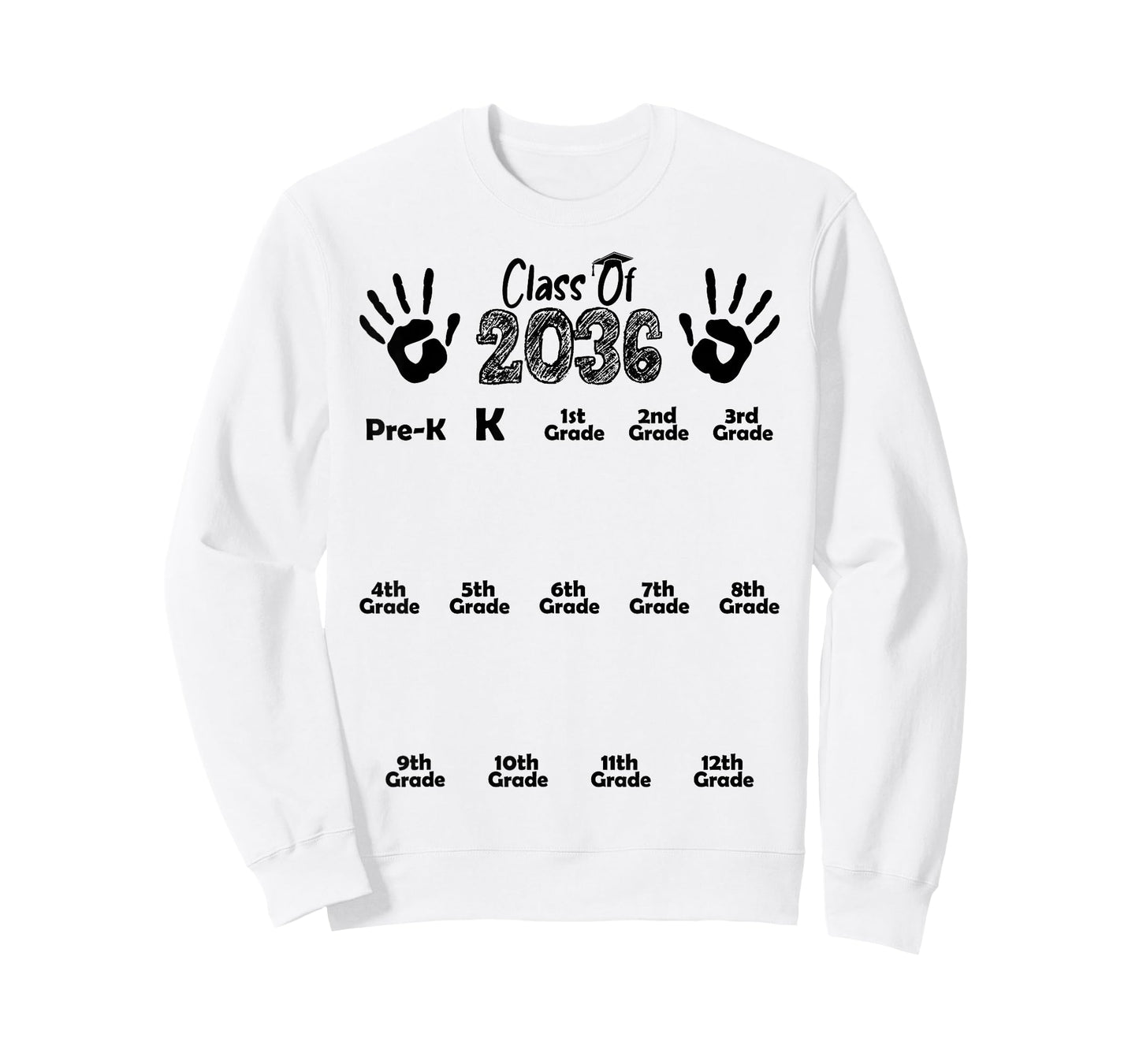 Class of 2036 Grow With Me Shirt Handprint Pre-K 12th Grade T-Shirt