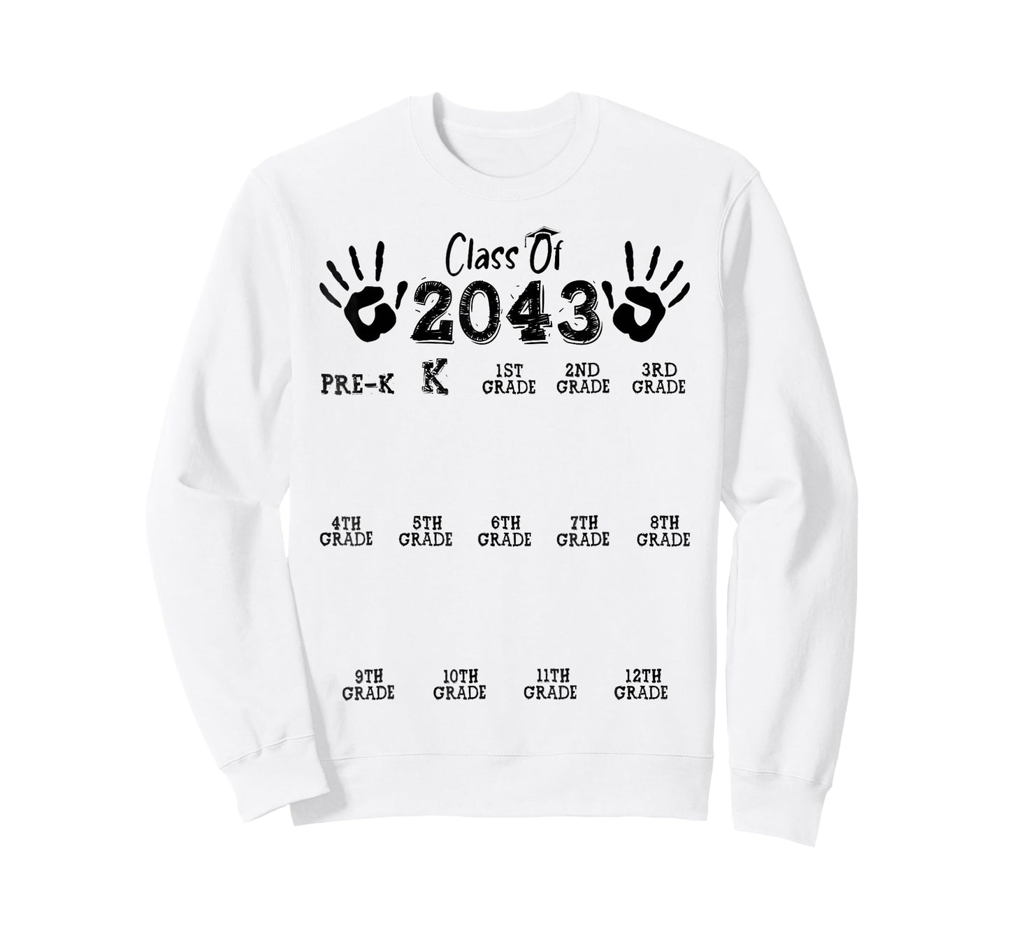 Class of 2043 Grow With Me Shirts Handprint Pre-K 12th Grade T-Shirt