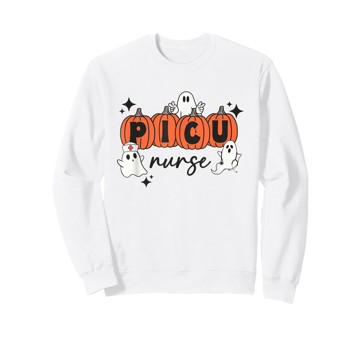 Cute Ghosts PICU Nurse Halloween Pumpkins Pediatric ICU T-Shirt