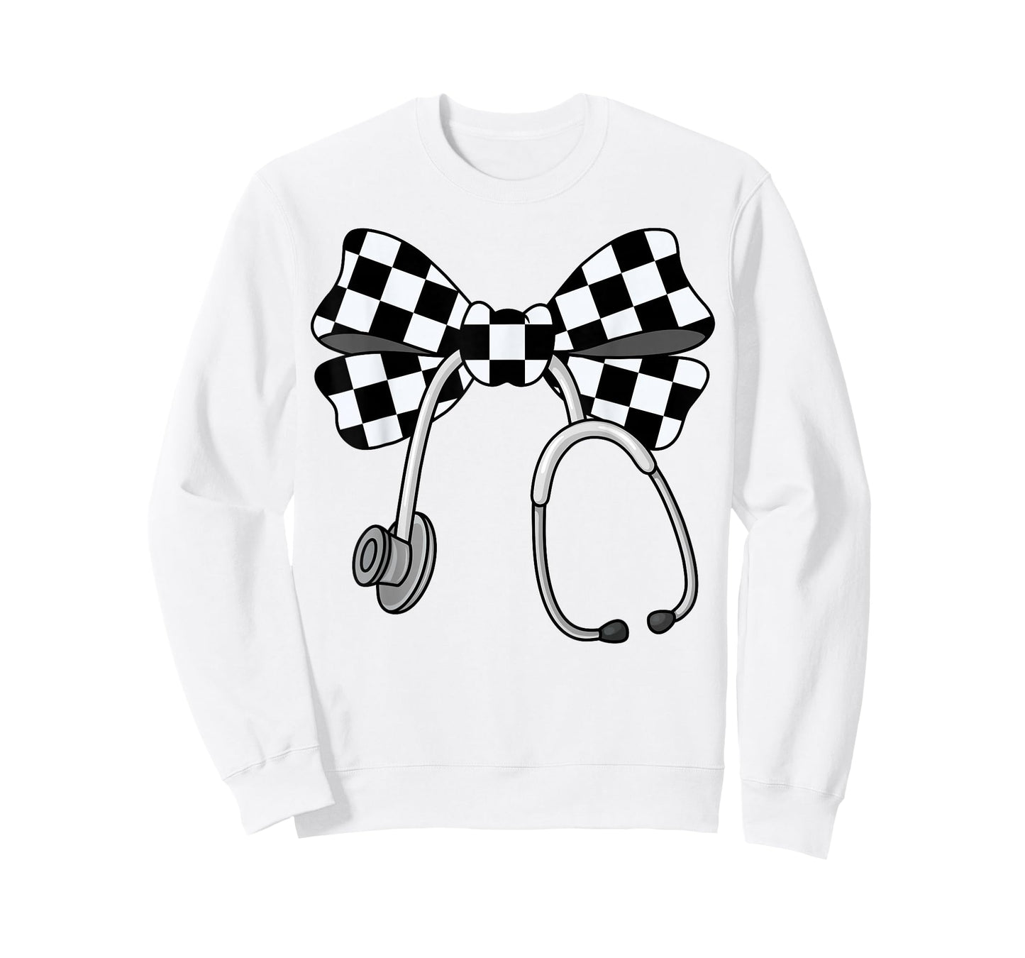 Checkered Coquette Nurse Stethoscope Bow Checkered Nurse T-Shirt
