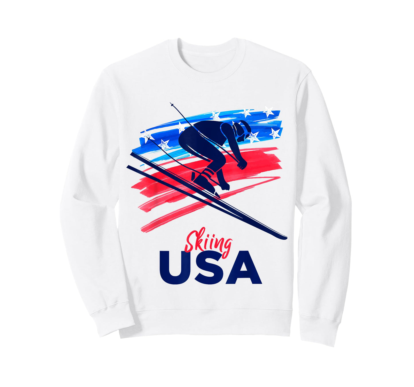 Skiing USA Support the Team Shirt USA Flag Skiing Lover T-Shirt for Women Kids Men