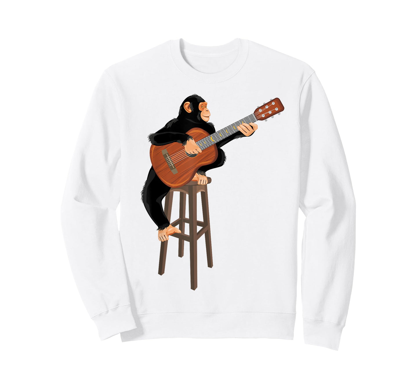 Chimpanzee playing acoustic guitar. Funny monkey T-Shirt