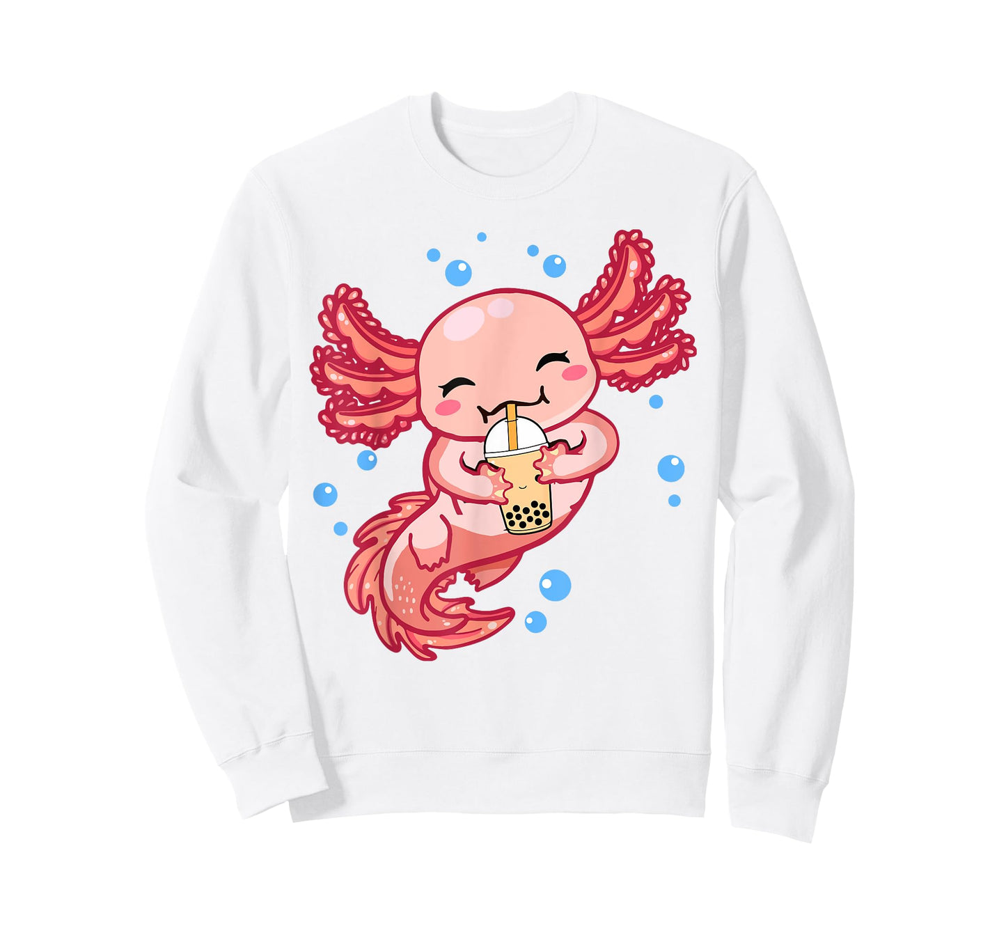 Cute Anime Axolotl Boba Bubble Tea Kids Girls Women Kawaii T-Shirt