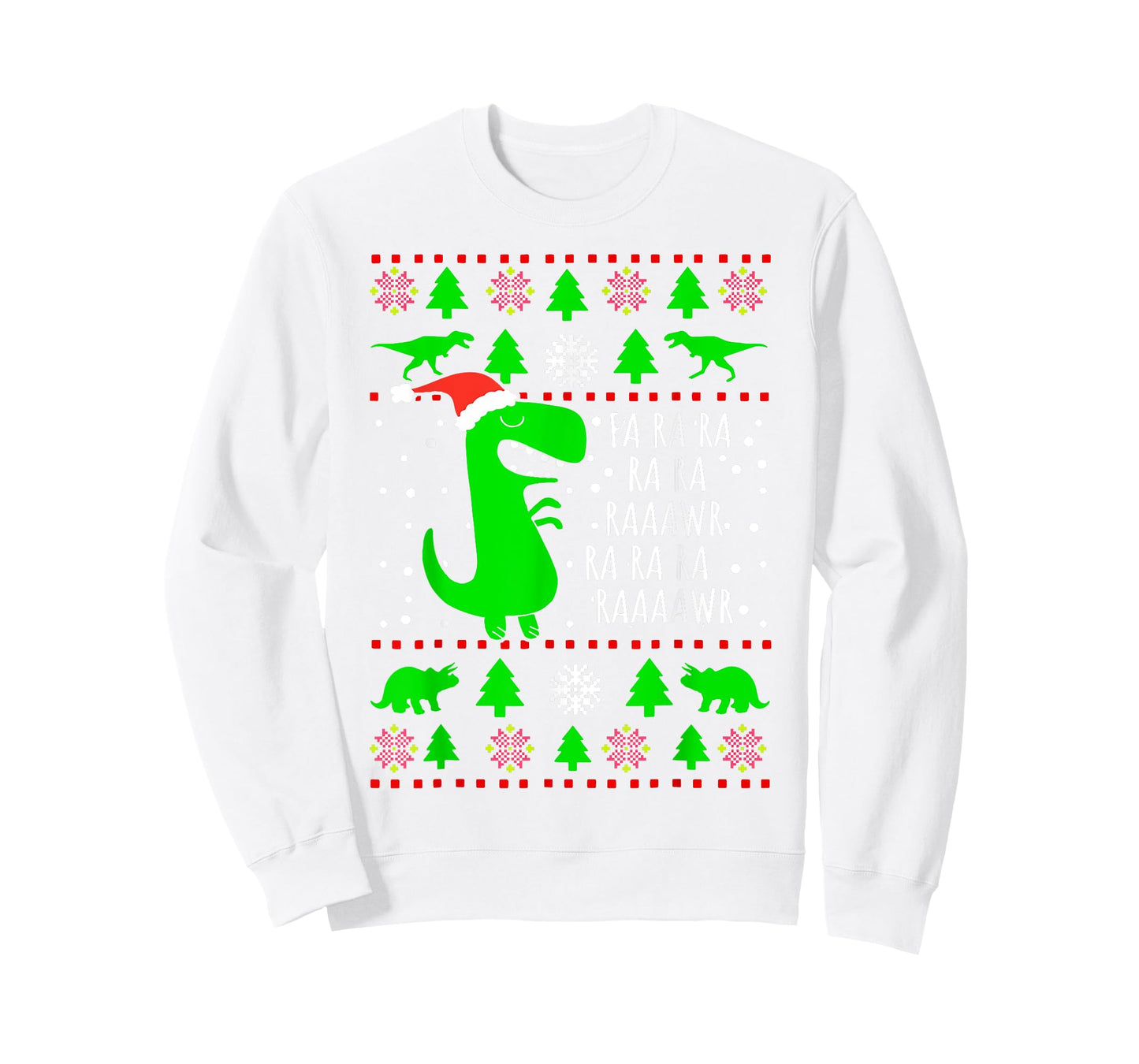 Dinosaur Ugly Christmas Sweater Fa Ra Rawr Family Kids Boys T-Shirt