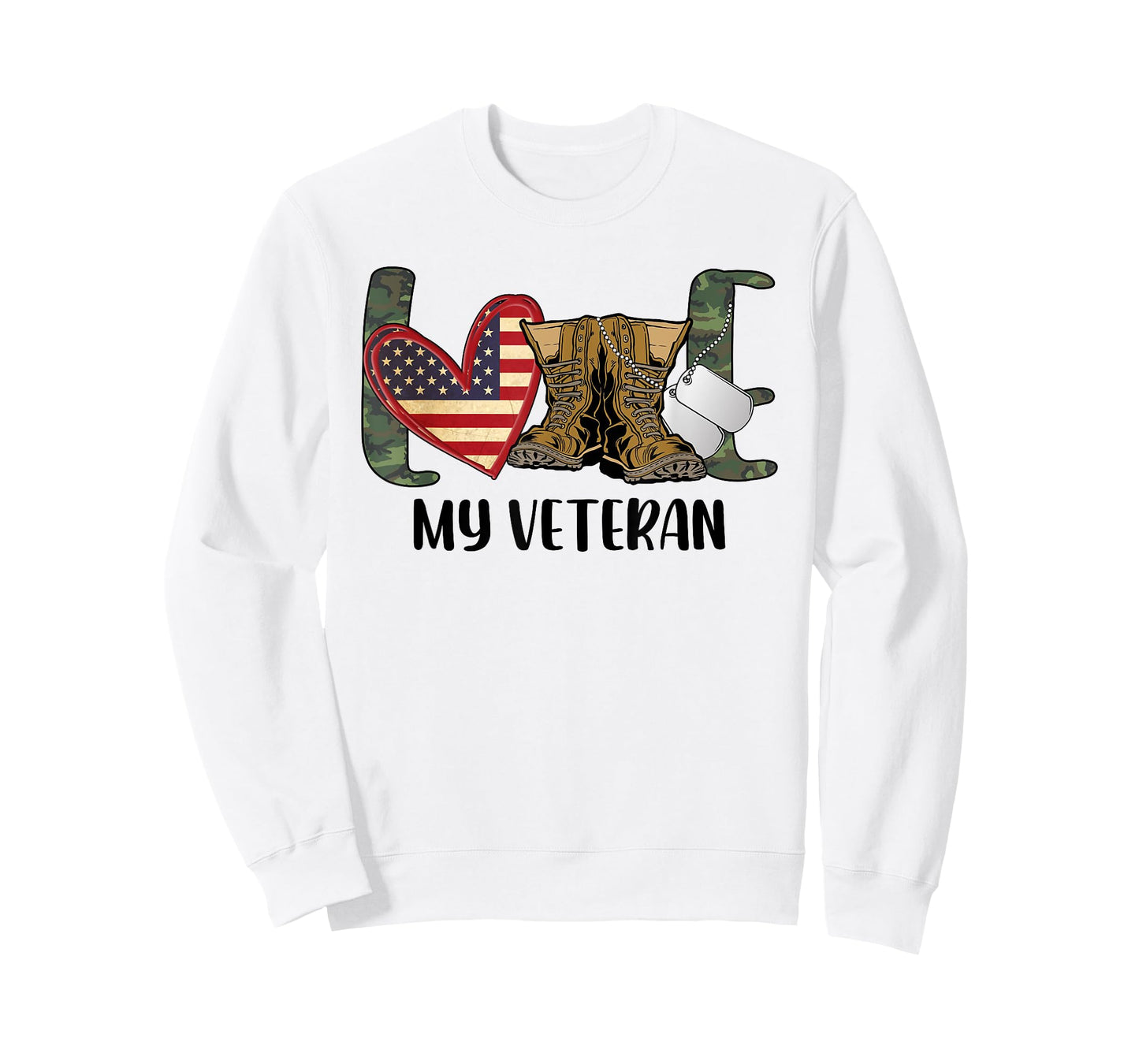 I Love My Veteran Camouflage USA Flag Military Army Wife T-Shirt