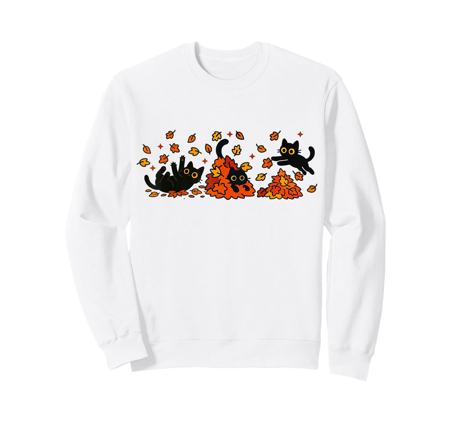 Retro Black Cats Fall Autumn Vibe Leaves Falling T-Shirt