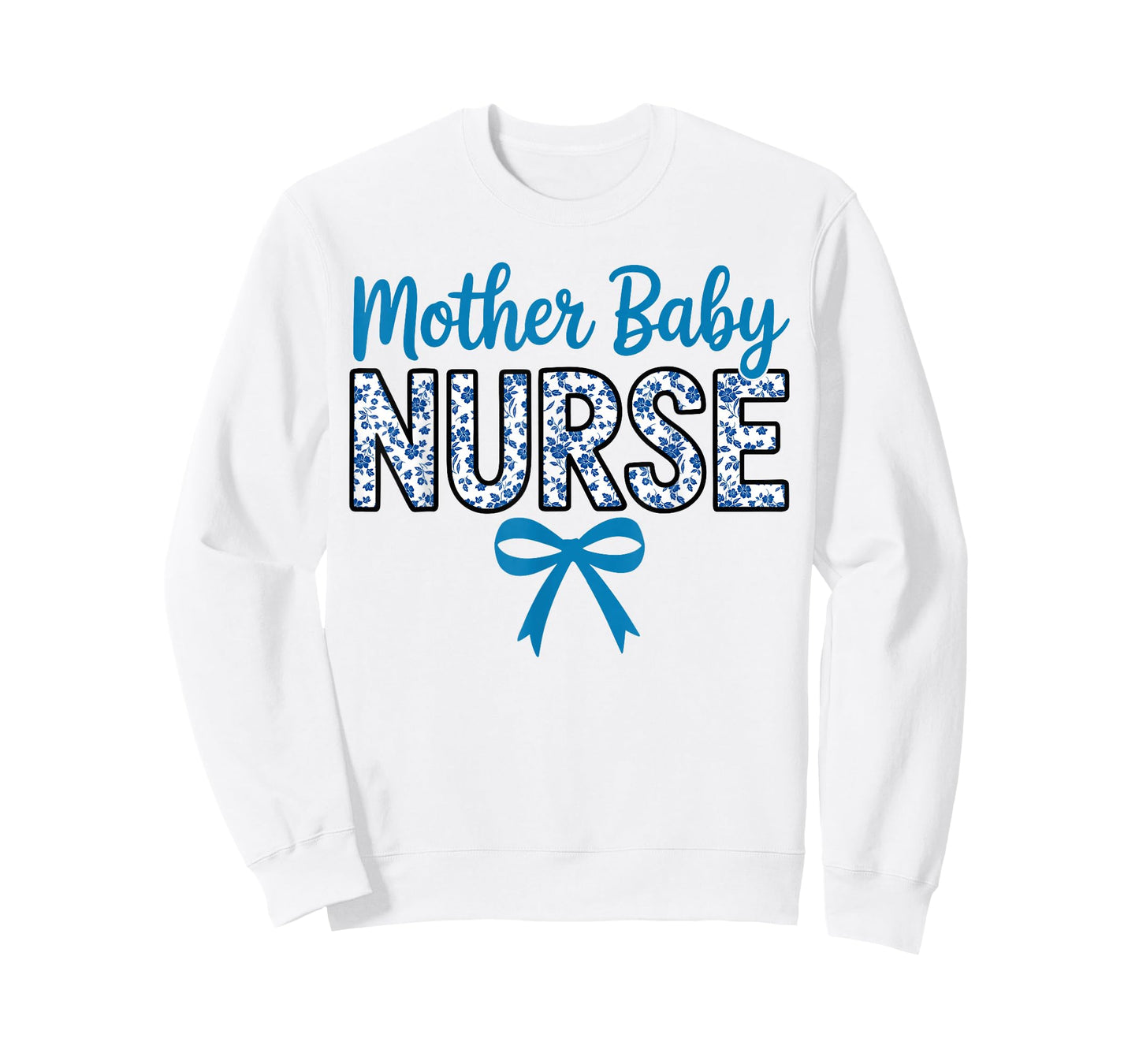 Cute Nurse Coquette Blue Bow Postpartum Nurse Mother Baby T-Shirt