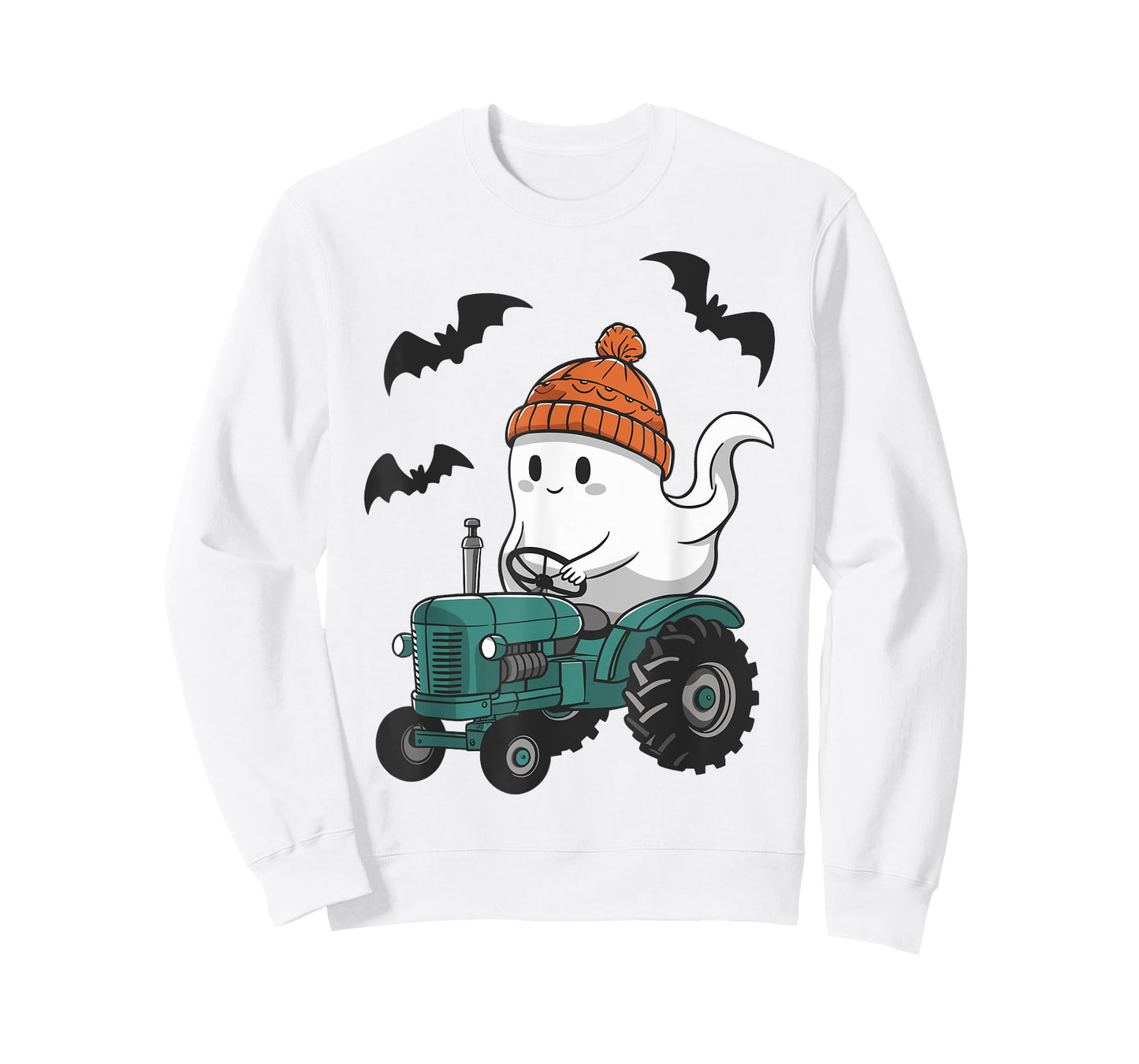 Cute Ghost Riding Tractor Lovers Spooky Halloween Farmer T-Shirt