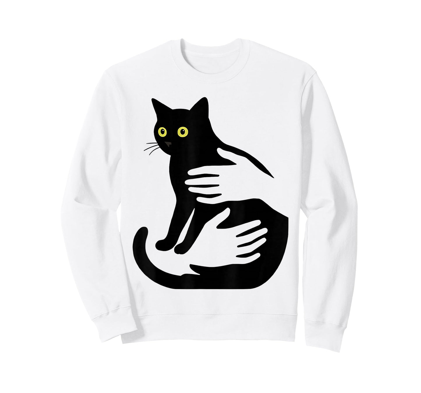 Black Cat with Hands Minimalist Cat Lovers T-Shirt