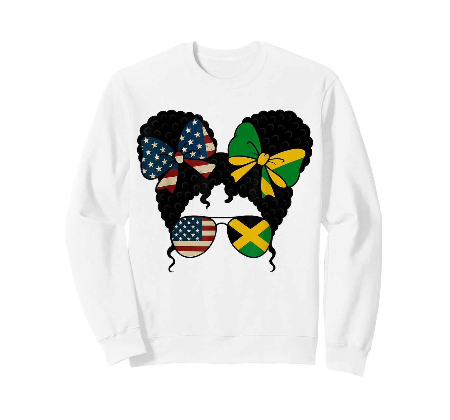 Half American Jamaican Girl Afro Hair USA Jamaica Flag T-Shirt