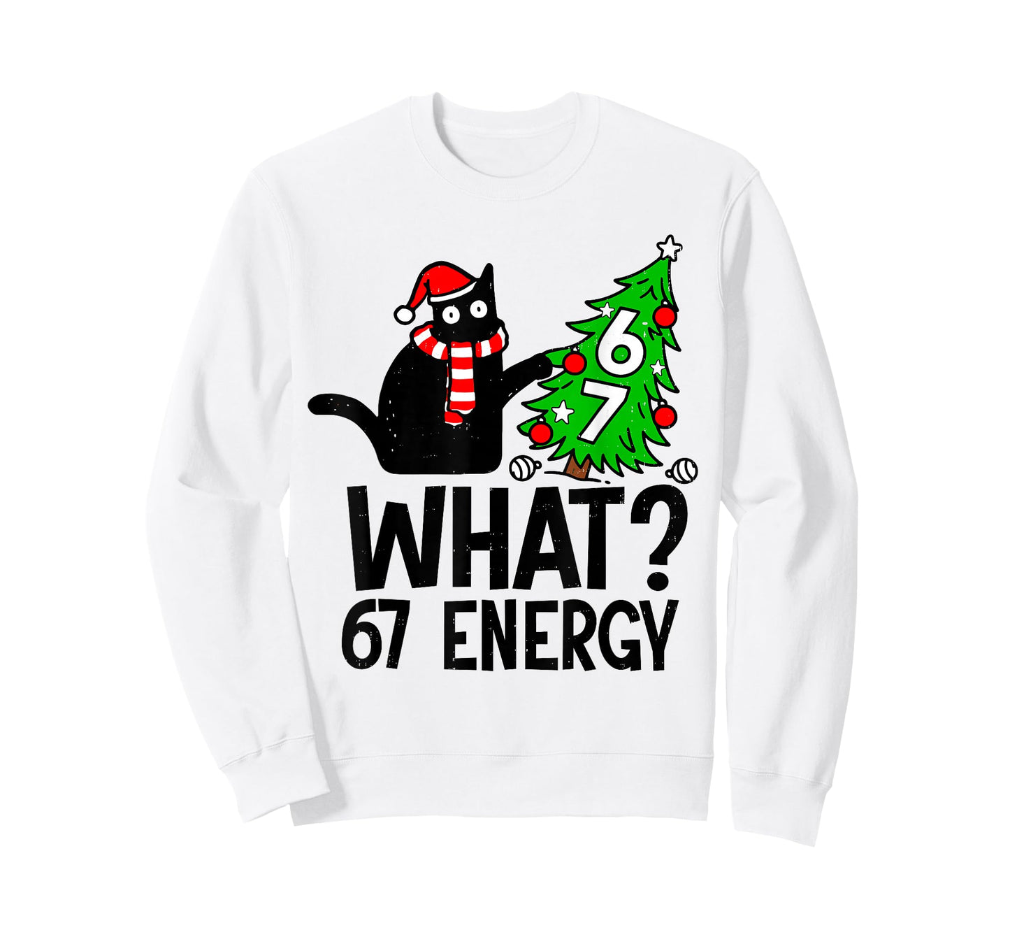 67 Meme Six Seven Cat Funny Christmas Gen Z Alpha Meme Slang T-Shirt