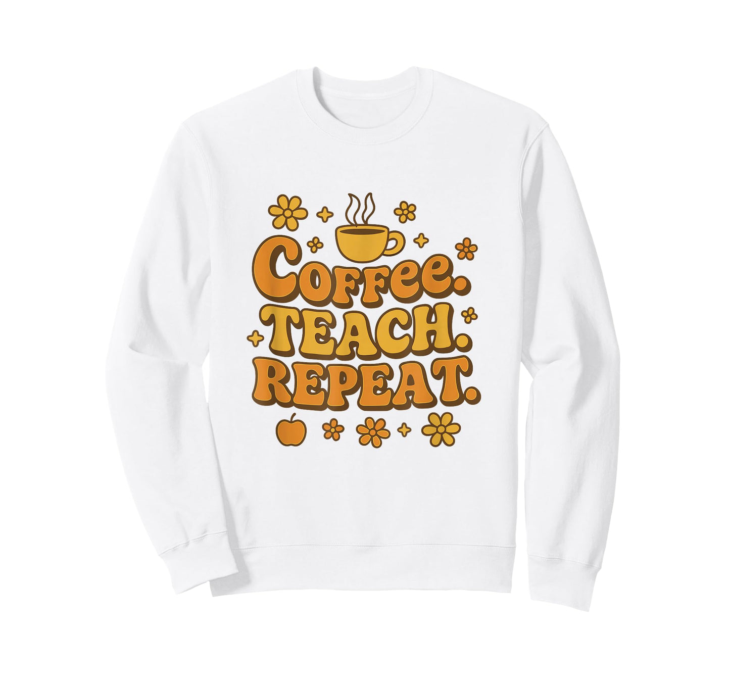 Groovy Coffee Teach Repeat Retro Teacher T-Shirt