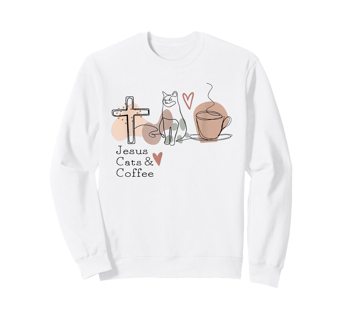 Jesus Cats and Coffee Minimalist Graphic Design T-Shirt