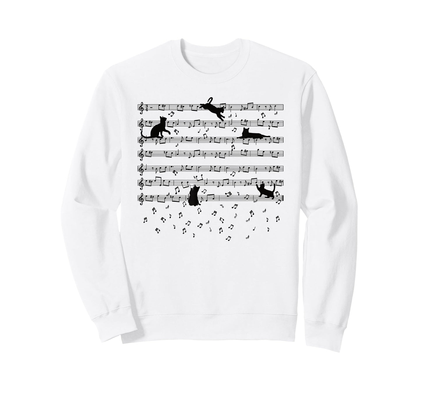 Cute Kitty Playing Music Note Clef Musician Music Cat Lover T-Shirt Small