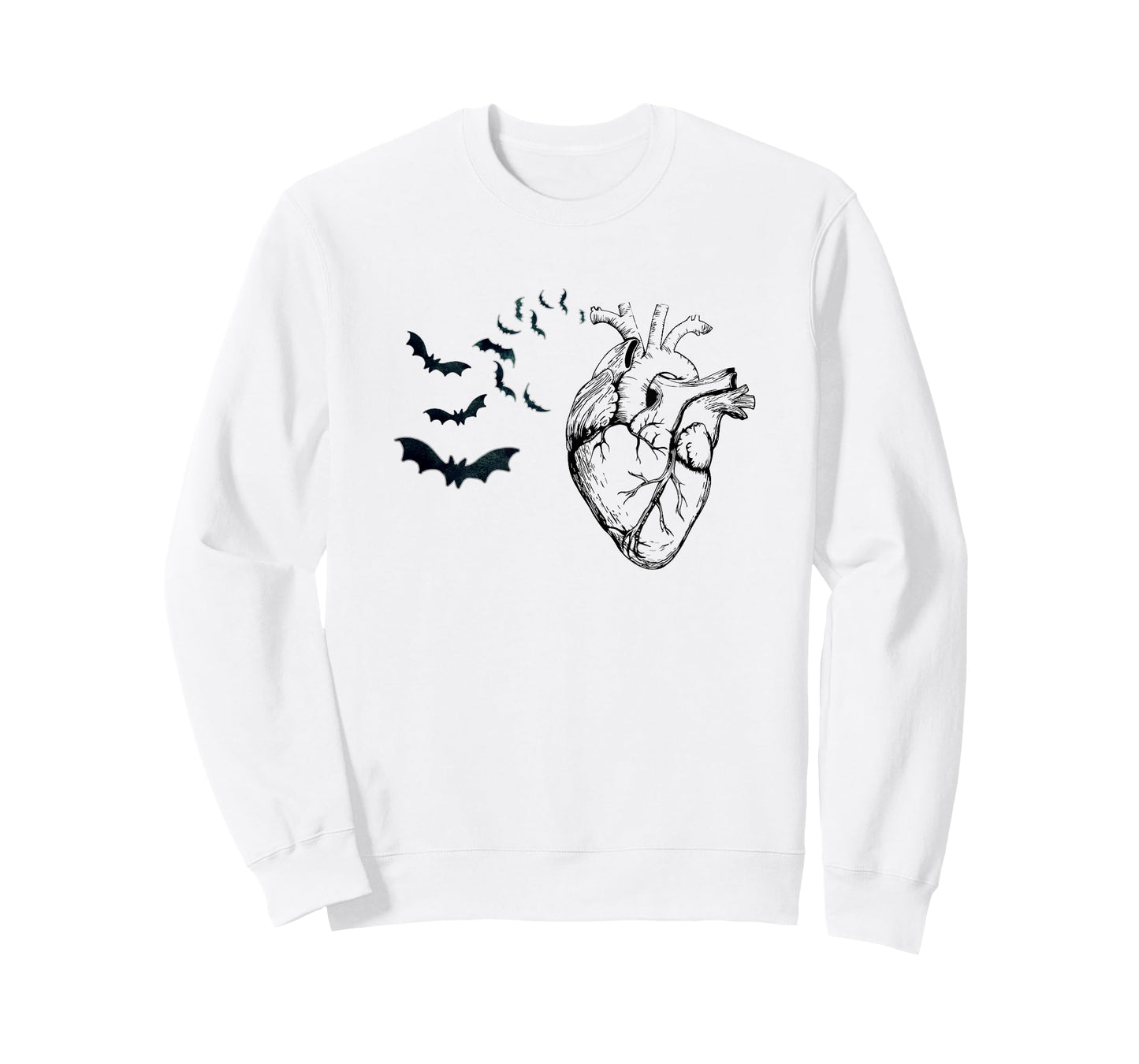 Cool Anatomical Heart With Bats Halloween Cardiac Anatomy T-Shirt