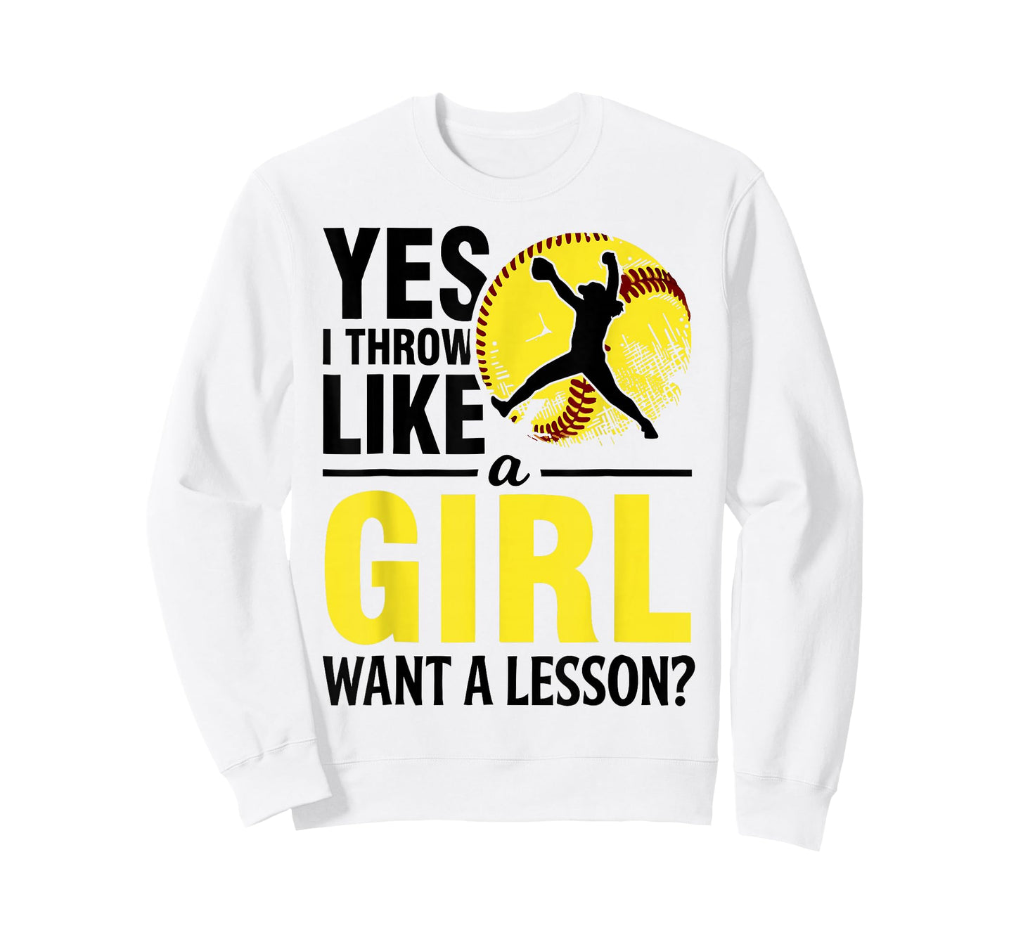 Softball Yes I Throw Like Girl Teen Women Funny Graphic Tees T-Shirt