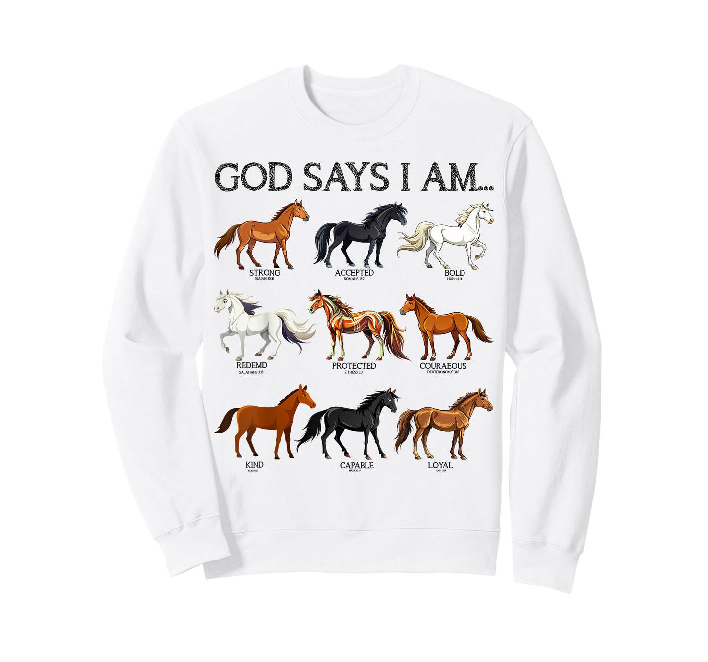 Horses God Says I Am Christian Girl Teen Bible Verse Jesus T-Shirt