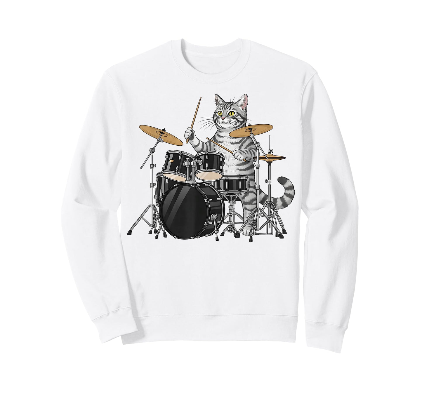 Cat Playing Drums Drumset Drumkit Drumming Drum Drummer T-Shirt