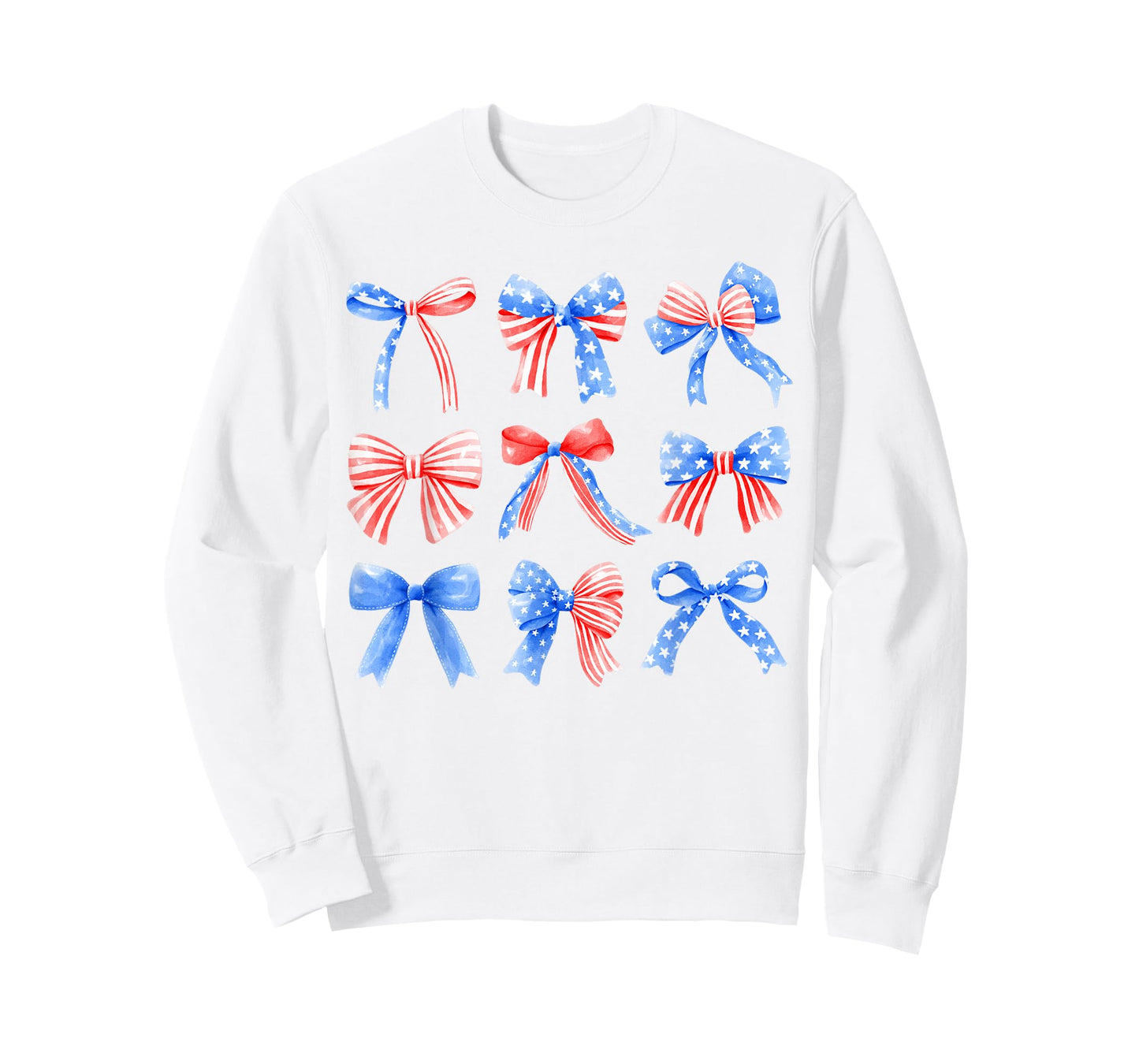 Coquette Bows Red White Blue USA Flag 4th of July Women Girl T-Shirt