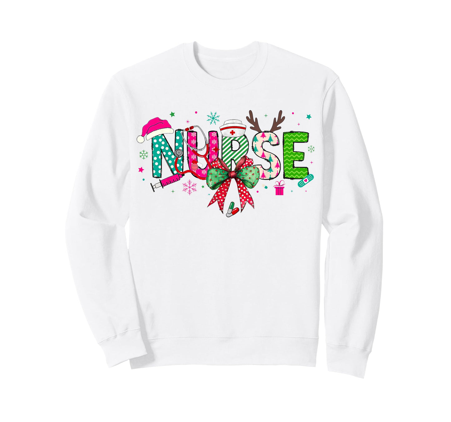 Christmas Nurse Stethoscope Xmas Coquette Bow Nursing School T-Shirt