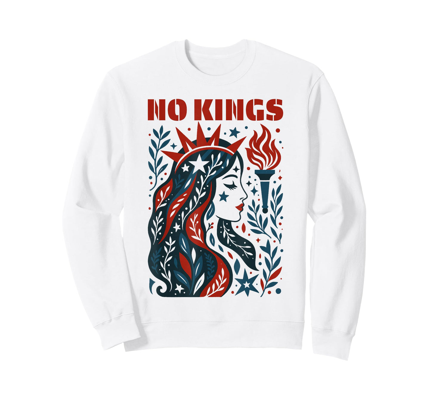 No Kings Retro Patriotic Woman Liberty Art 4th of July T-Shirt