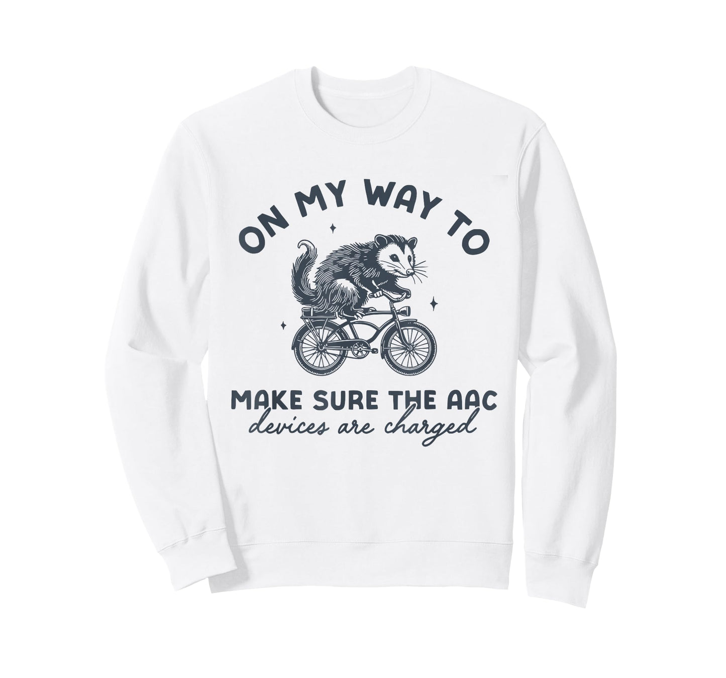Retro AAC Speech Therapists Funny SLP Opossum on Bike T-Shirt