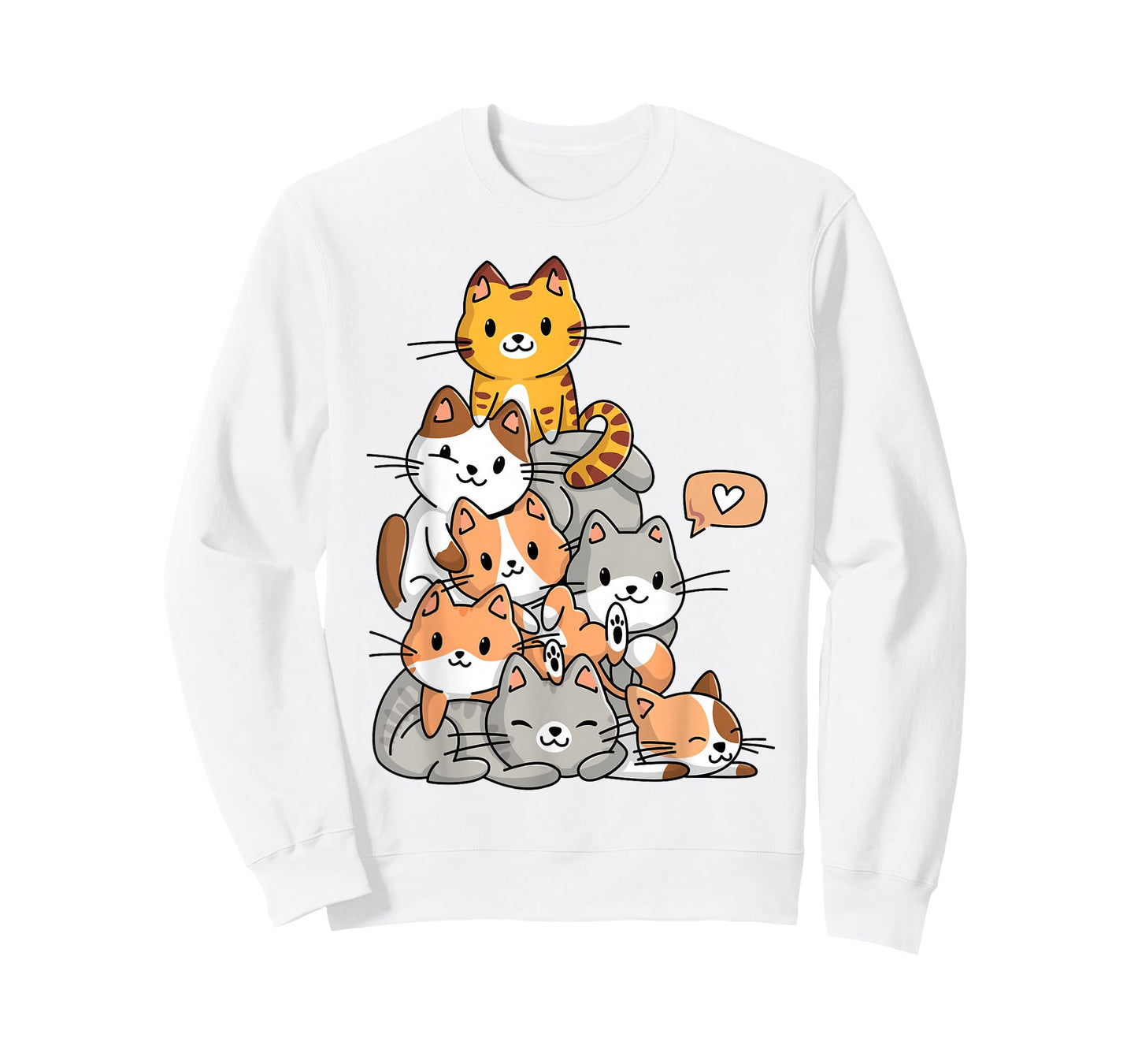 Cute Kawaii Cat Kitty Meowtain Cats Pile Chibi Women Girls T-Shirt Small