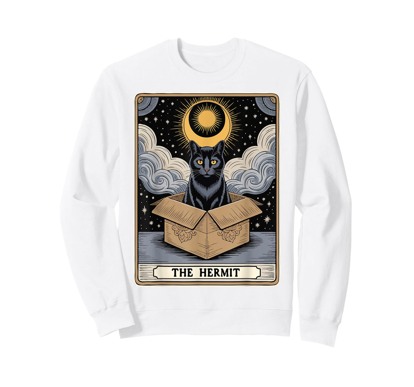 The Hermit Tarot Card Mystic Cat In Box Funny Cat T-Shirt for Men Women Kids